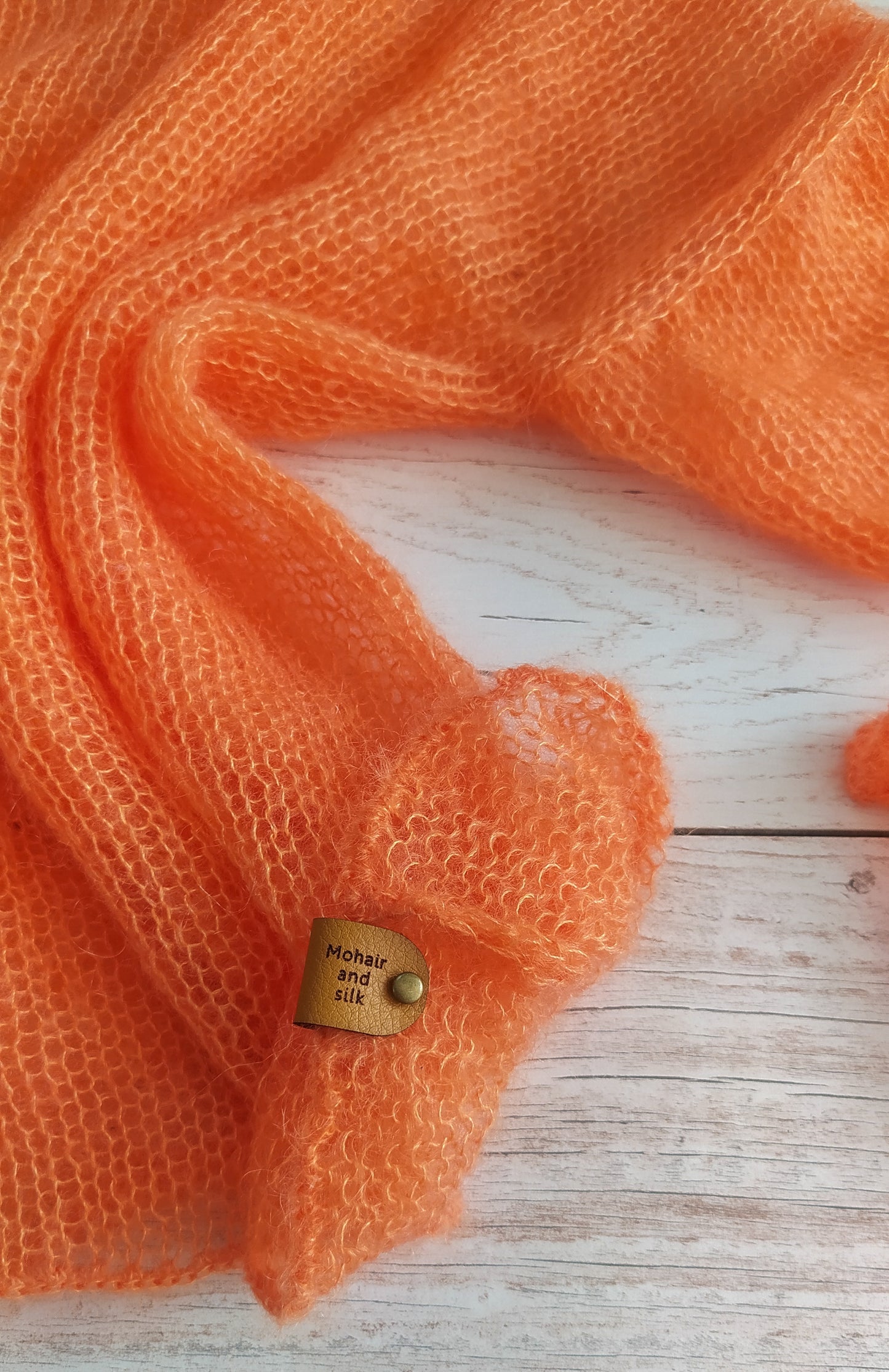 Mohair Silk Bell Sleeve Sweater: Lightweight Orange Knit XS-S-M