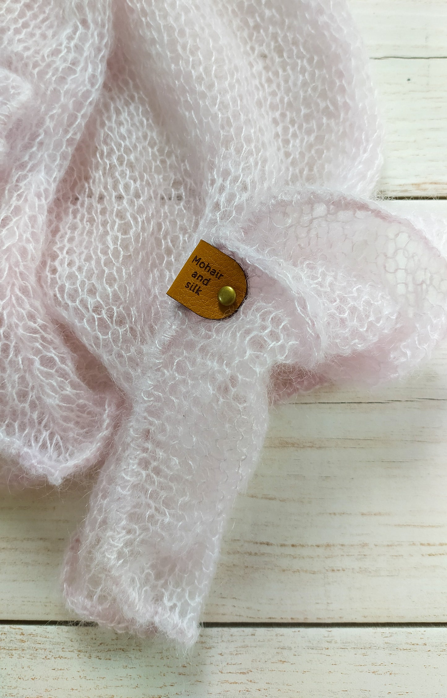 Pearl Pink Mohair&Silk Cardigan Transparent easy Hook and eye closure size S-M