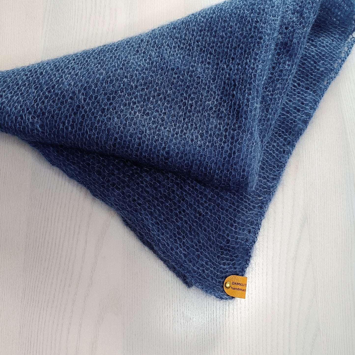 Navy Blue Mohair Silk Shawl: Lightweight Elegant Wrap, Safe Yarn