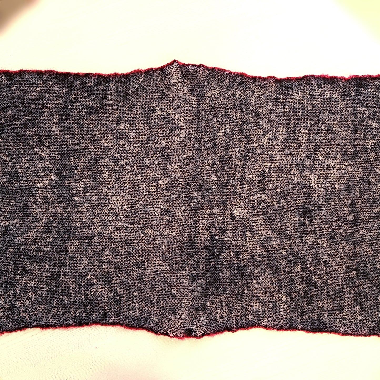 Handmade Black Mohair Scarf: Elegant Red Edge Shawl