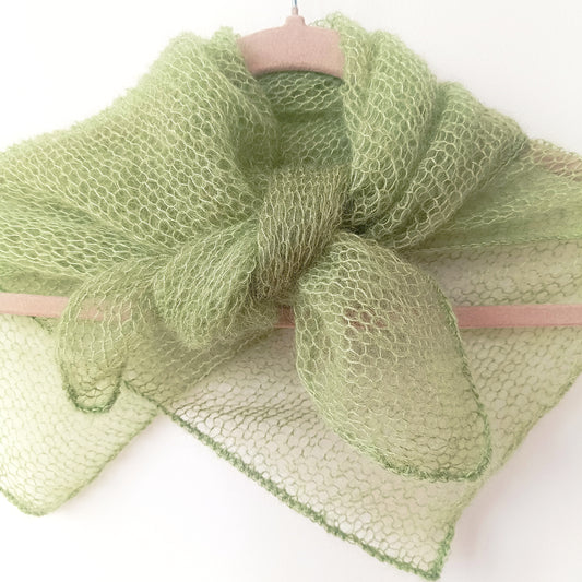 Mohair and Silk Open-Knit Square Bandana Scarf