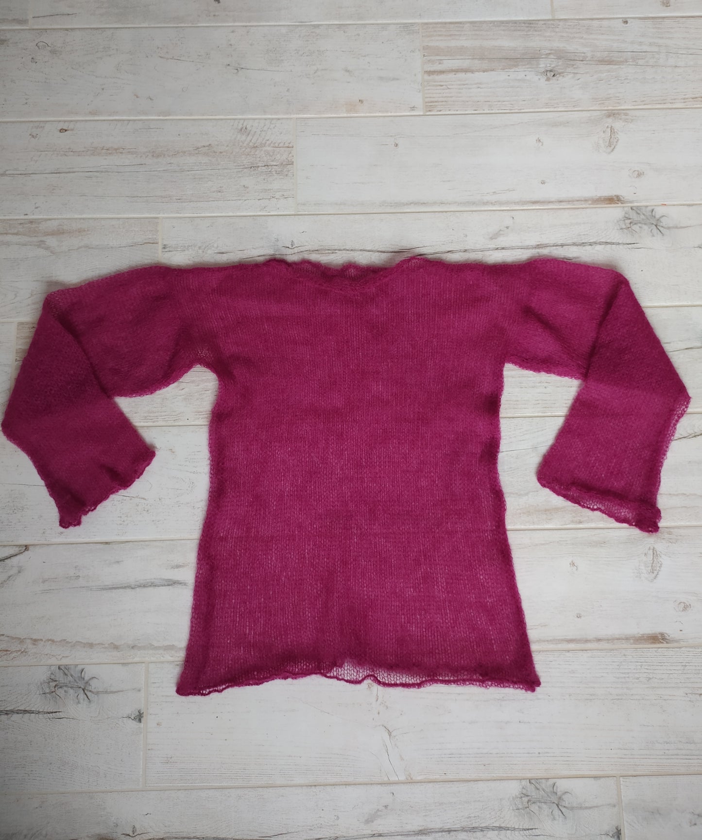 Transparent Lightweight Soft NON-ITCHY Fuchsia Sweater Loose and Comfortable XS-S-M