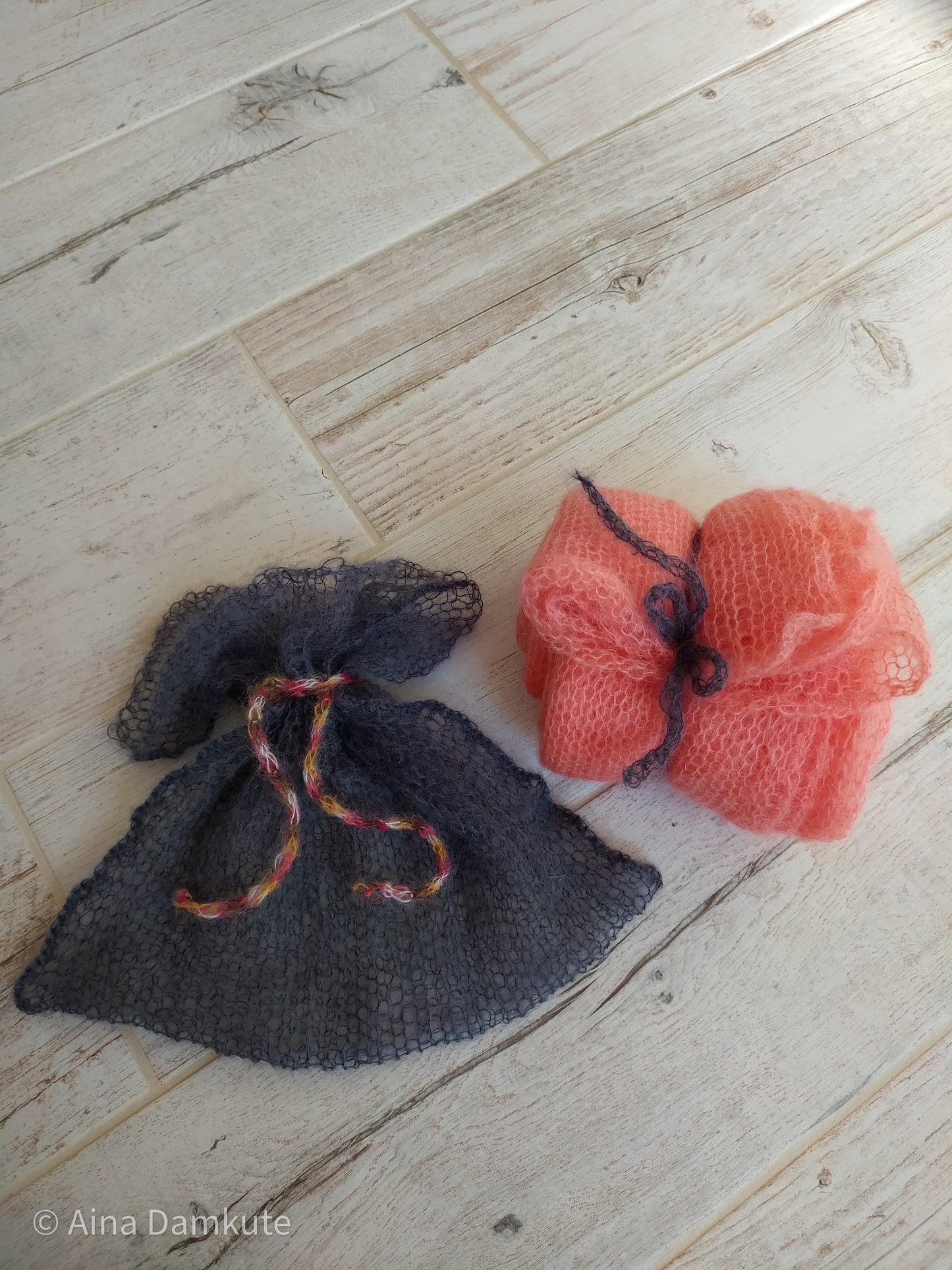 Salmon color scarf Lightweight mohair Knits handmade Orange Spring Summer accessories gift for her