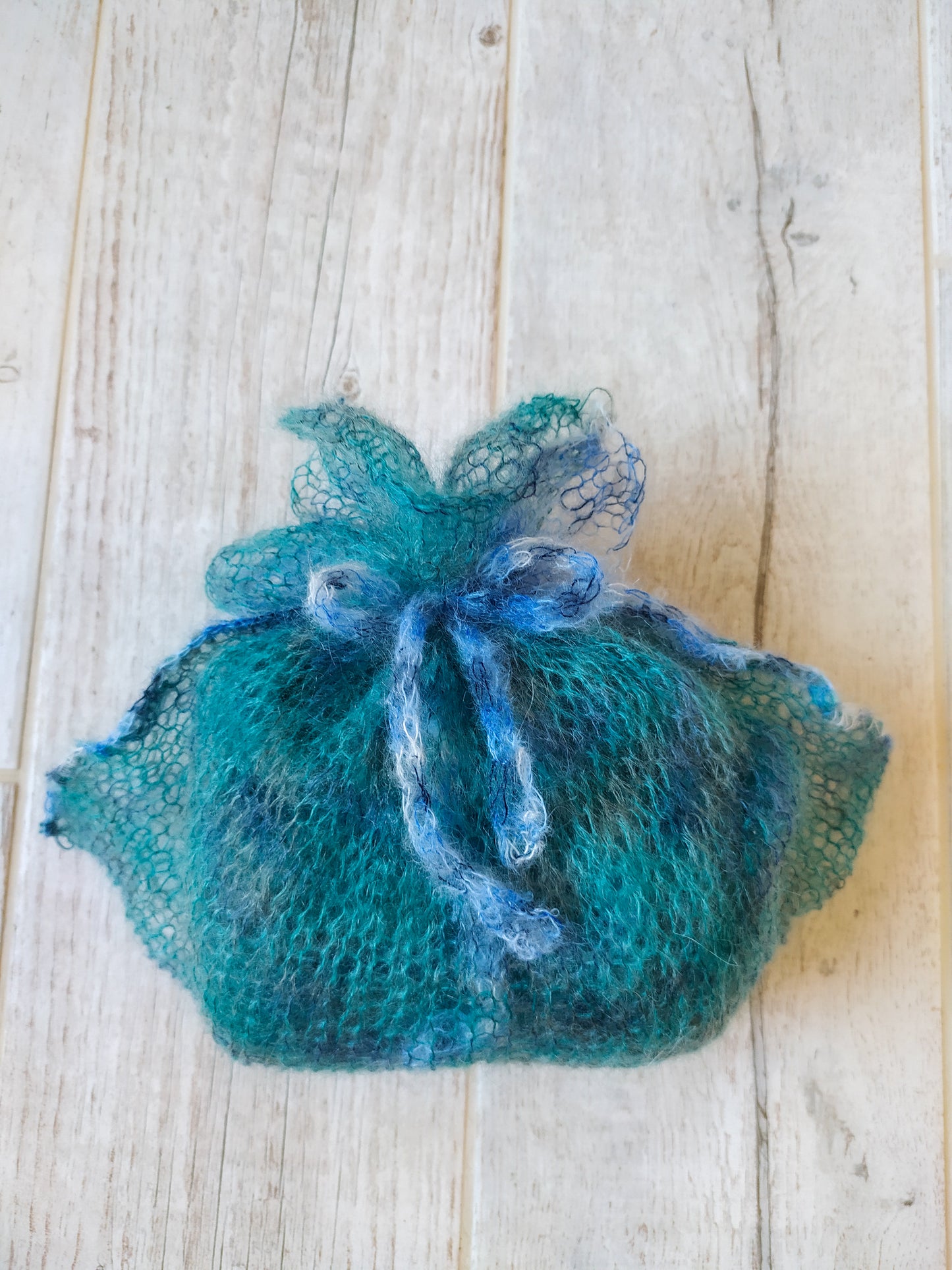 Green and Gray colors mix Mohair Shawl/Wrap