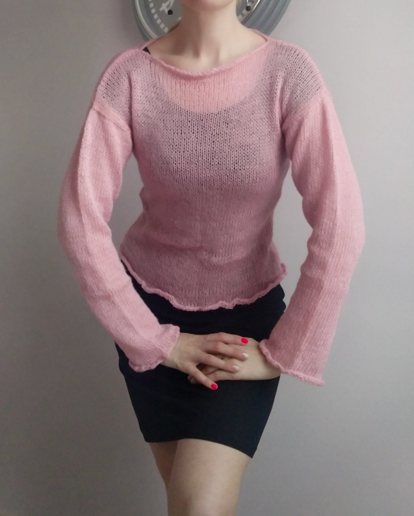 Pink Exceptionally Soft Loose Sweater Warm and Comfortable Pullover Non-itchy Size S-M