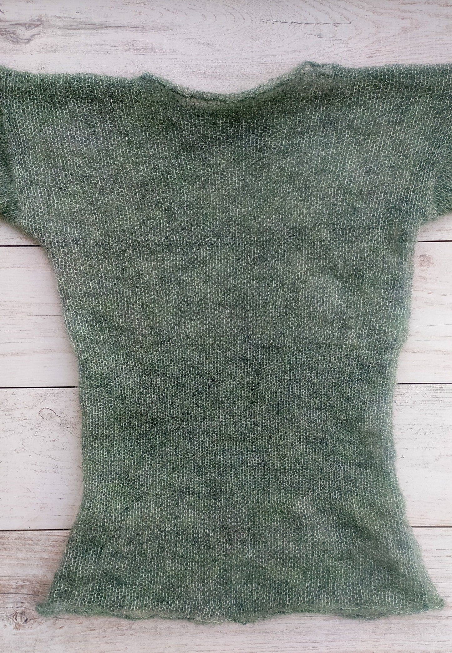 Waisted Mohair&Silk Sweater Sage Green Lightweight For All Seasons Soft Non-itchy Warm S-M size