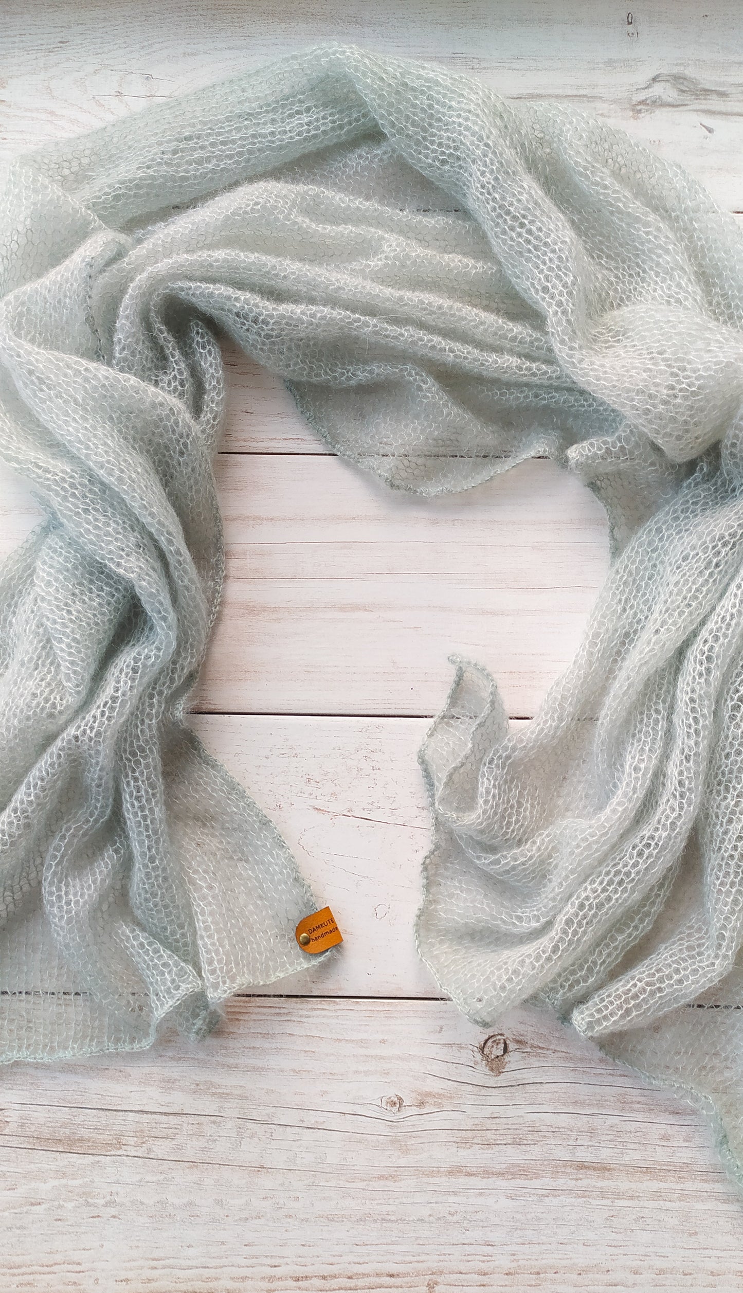 Light Mint Green Mohair&Silk Shawl Light-weight Transparent Summer Elegant Wrap Warm Soft Winter Scarf