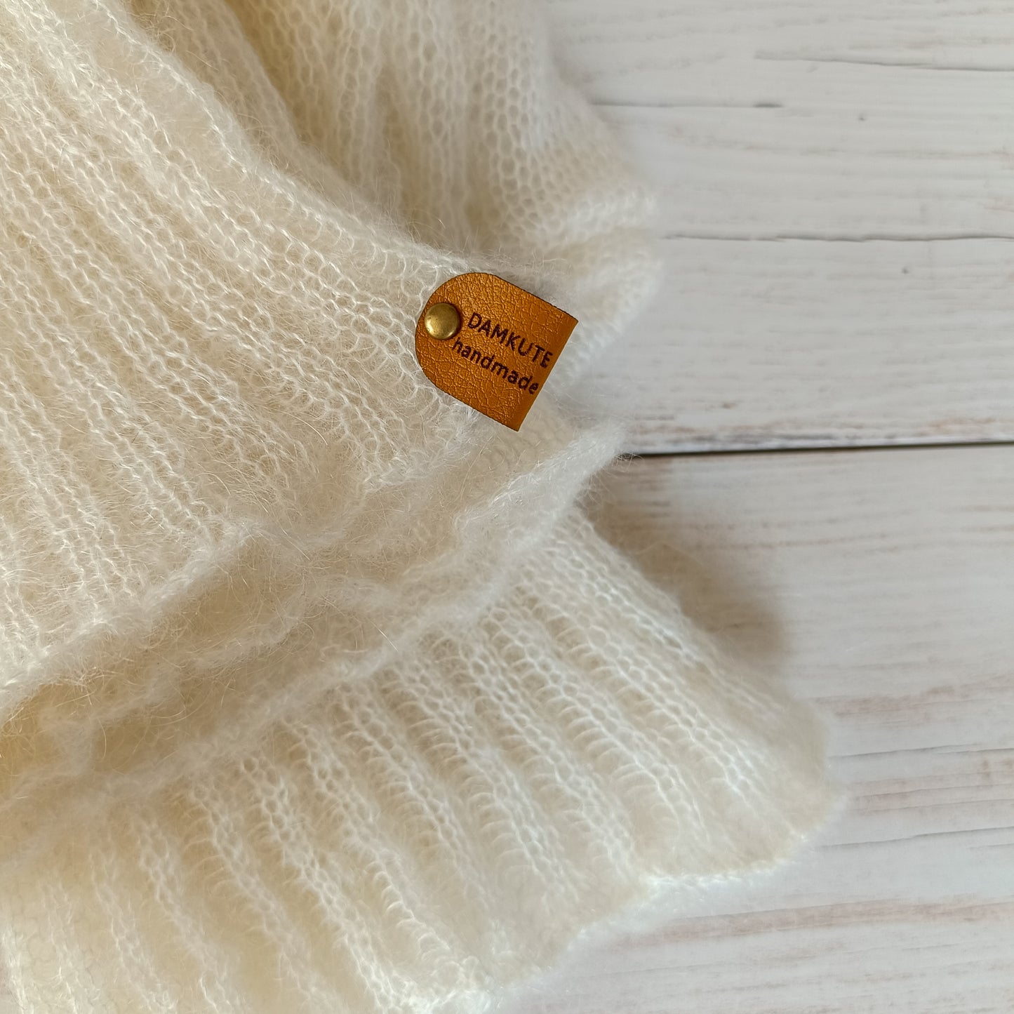 White Mohair Silk Knit Sweater: Balloon Sleeves, Fitted Waist