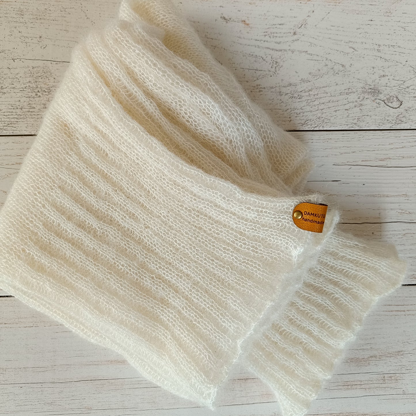 White Mohair Silk Knit Sweater: Balloon Sleeves, Fitted Waist