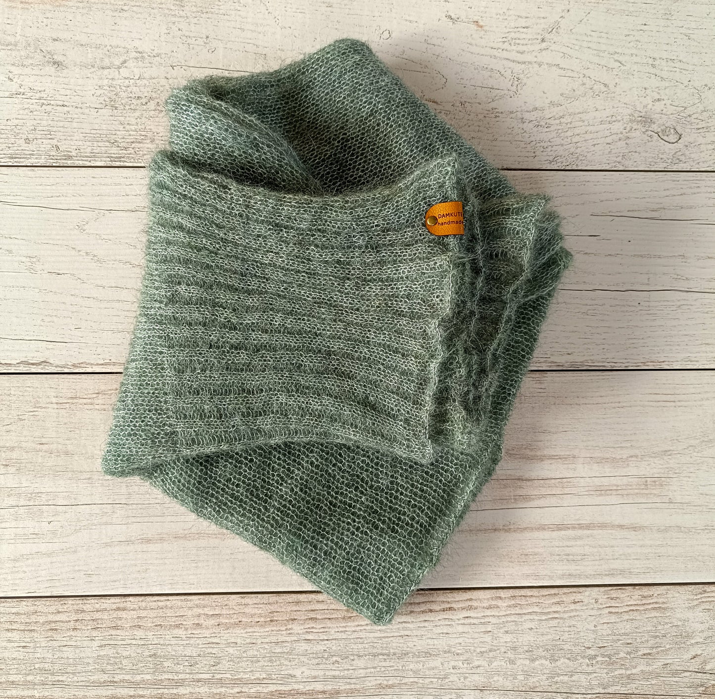 Sage Green Mohair Silk Sweater: Ribbed Waist, Balloon Sleeves