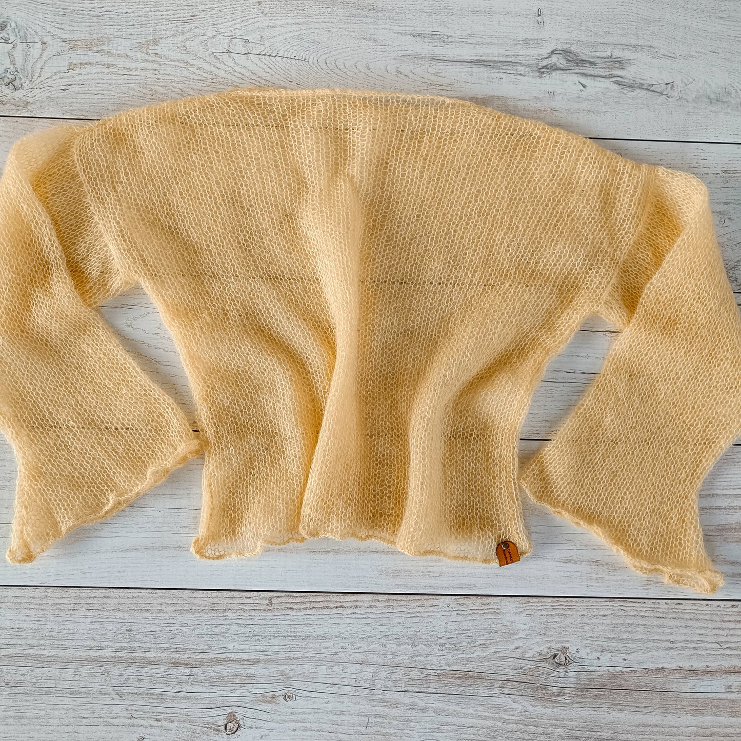 Vanilla Yellow Mohair Silk Sweater: Lightweight Bell Sleeve Knit Top XS-S-M