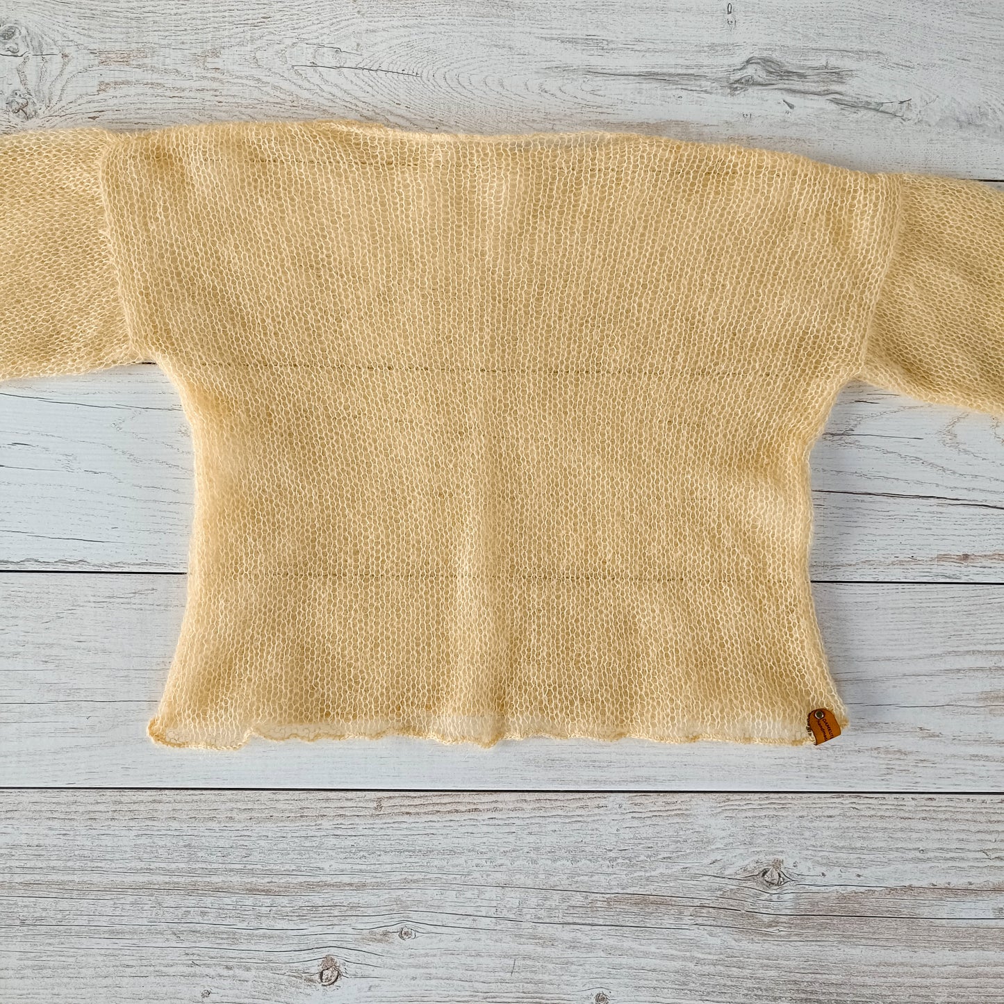 Vanilla Yellow Mohair Silk Sweater: Lightweight Bell Sleeve Knit Top XS-S-M