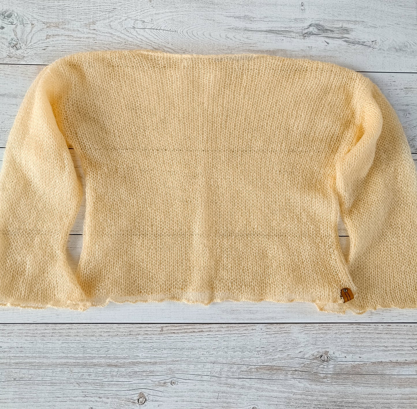 Vanilla Yellow Mohair Silk Sweater: Lightweight Bell Sleeve Knit Top XS-S-M