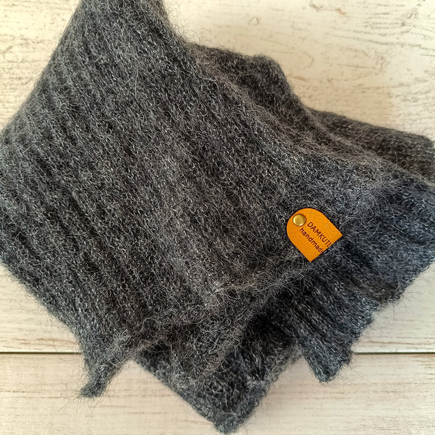 Dark Gray Mohair Silk Sweater: Ribbed Waist, Balloon Sleeves