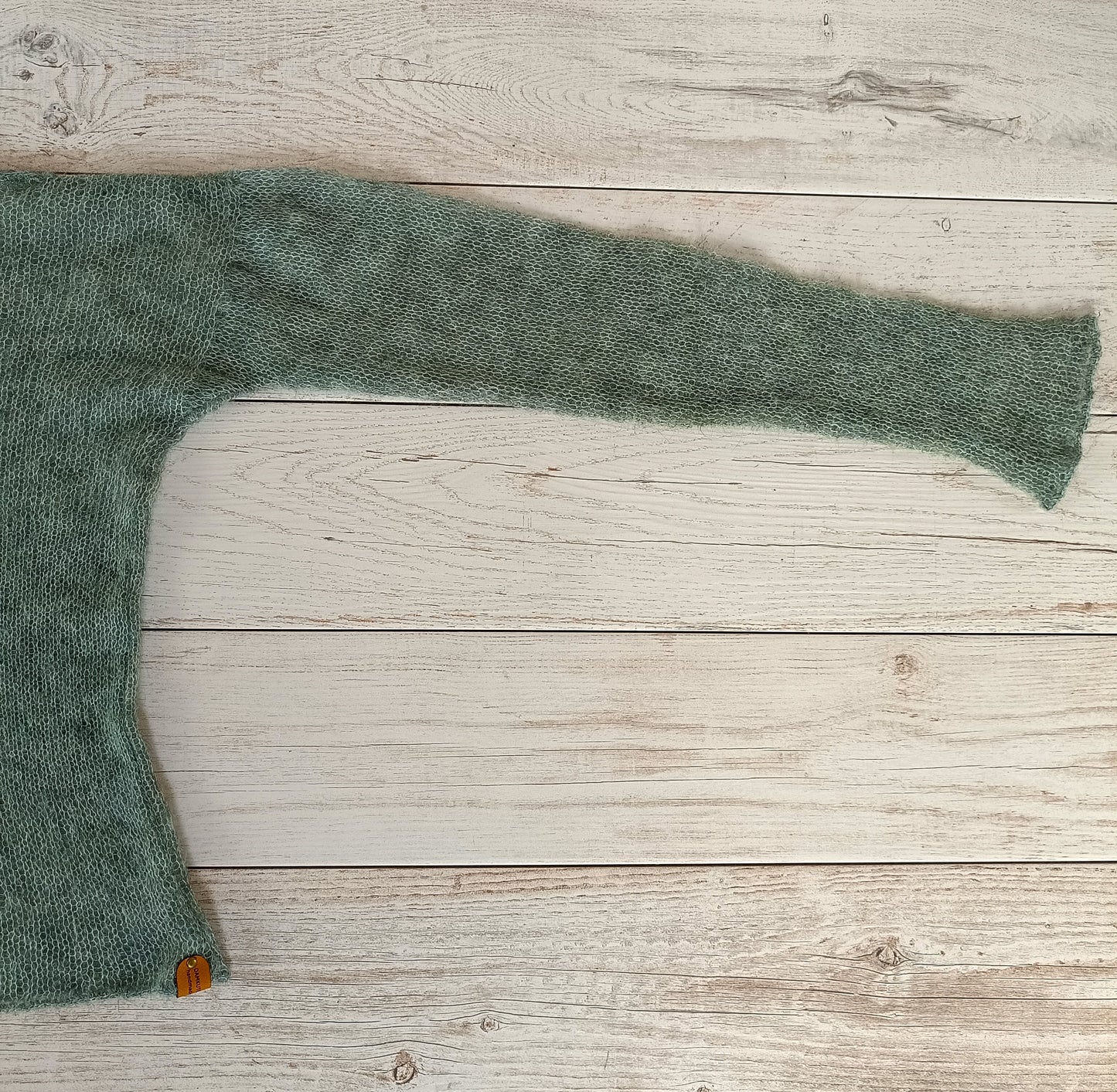 Sage Green S-M Fitted Mohair&Silk Sweater Lightweight For All Seasons Soft Non-itchy Warm Yarn Breathable Safe for Skin and Environment