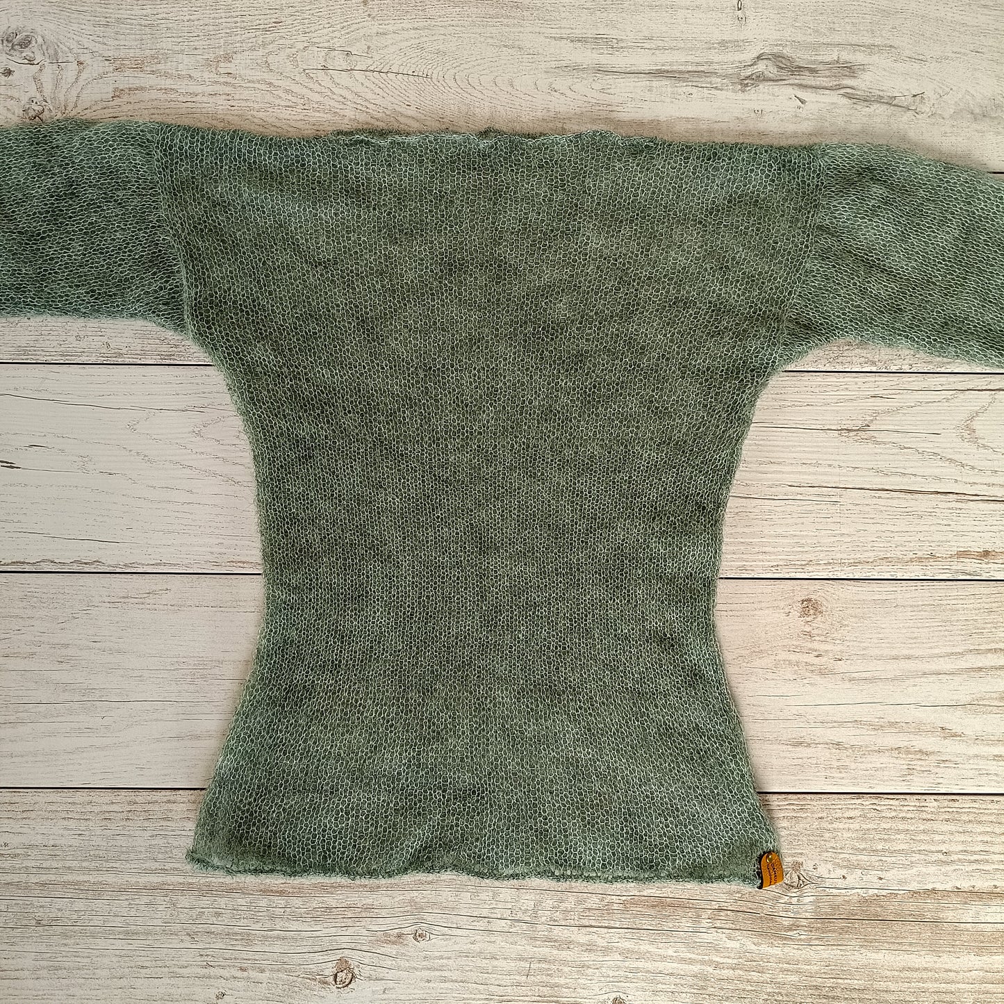 Sage Green S-M Fitted Mohair&Silk Sweater Lightweight For All Seasons Soft Non-itchy Warm Yarn Breathable Safe for Skin and Environment