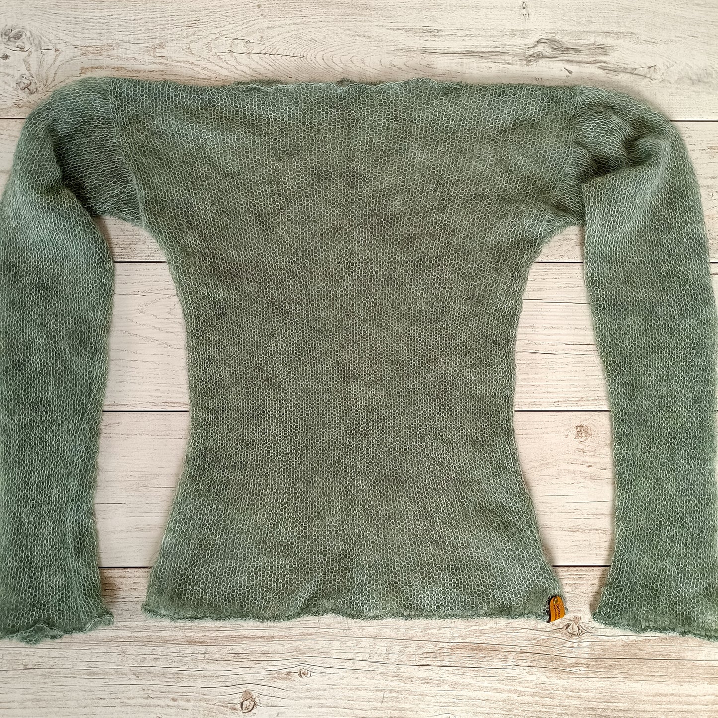 Sage Green S-M Fitted Mohair&Silk Sweater Lightweight For All Seasons Soft Non-itchy Warm Yarn Breathable Safe for Skin and Environment