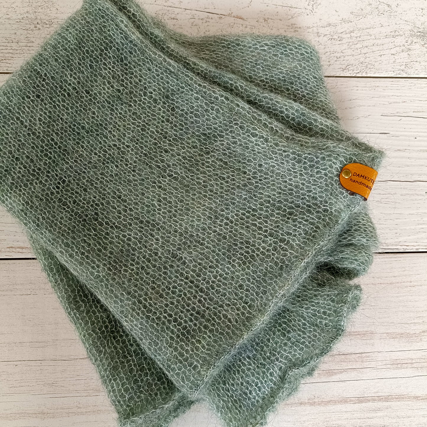 Sage Green S-M Fitted Mohair&Silk Sweater Lightweight For All Seasons Soft Non-itchy Warm Yarn Breathable Safe for Skin and Environment