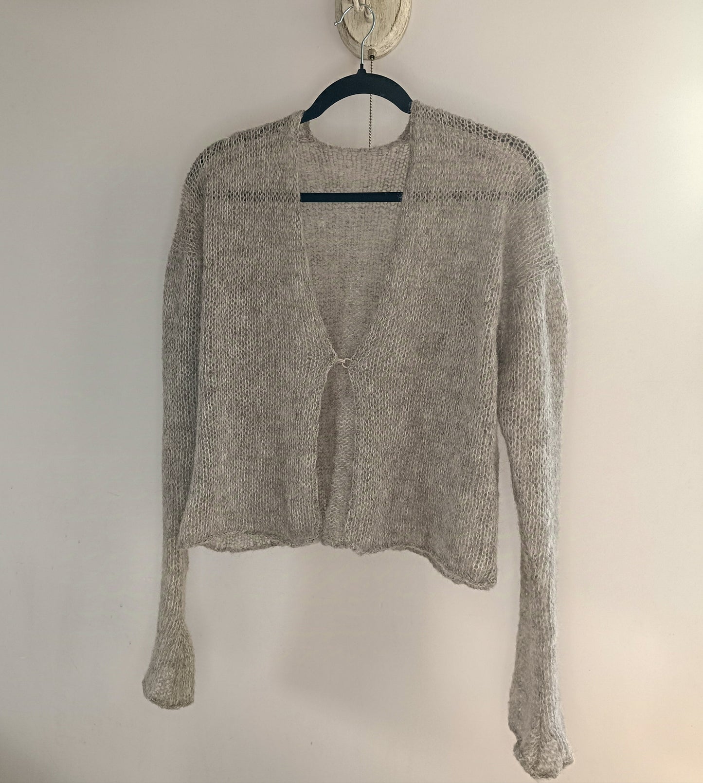 Alpaca Silk Knit Cardigan: Gray Lightweight Open Front