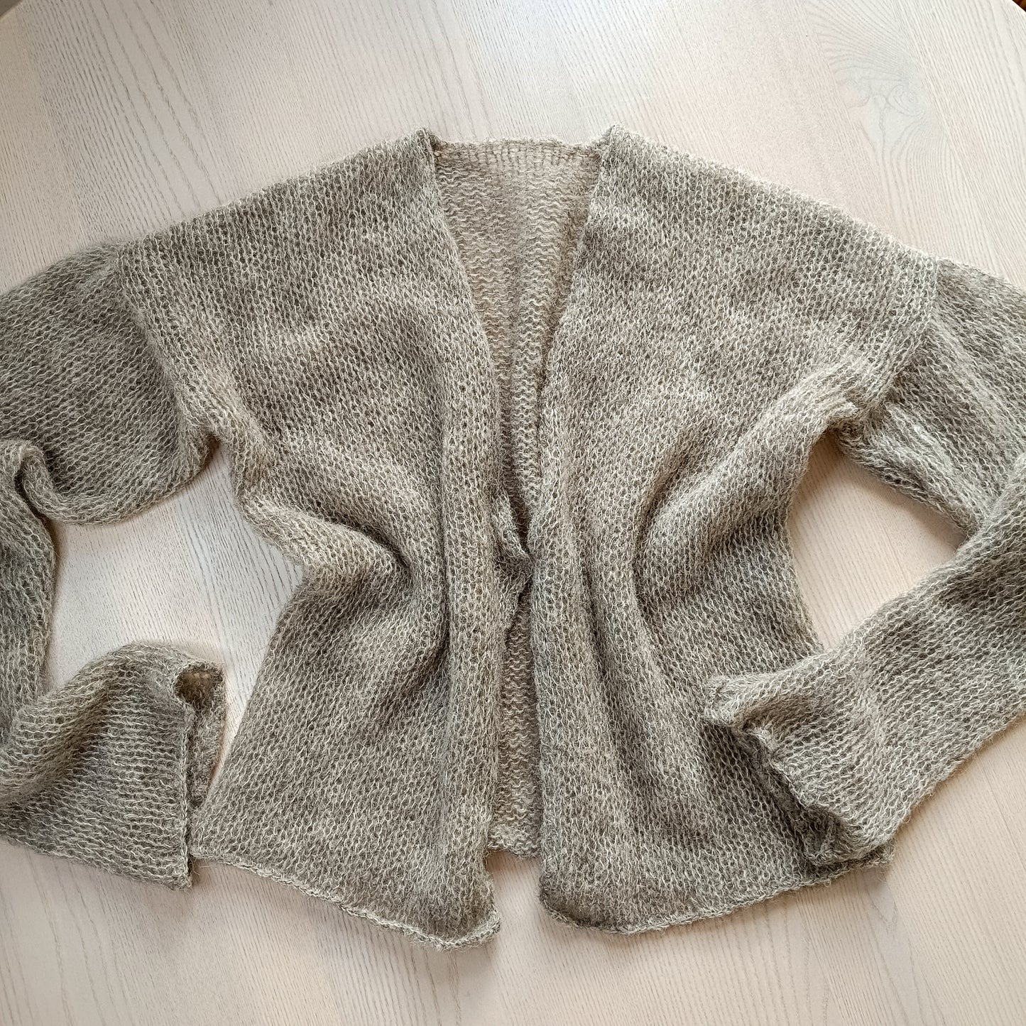 Alpaca Silk Knit Cardigan: Gray Lightweight Open Front