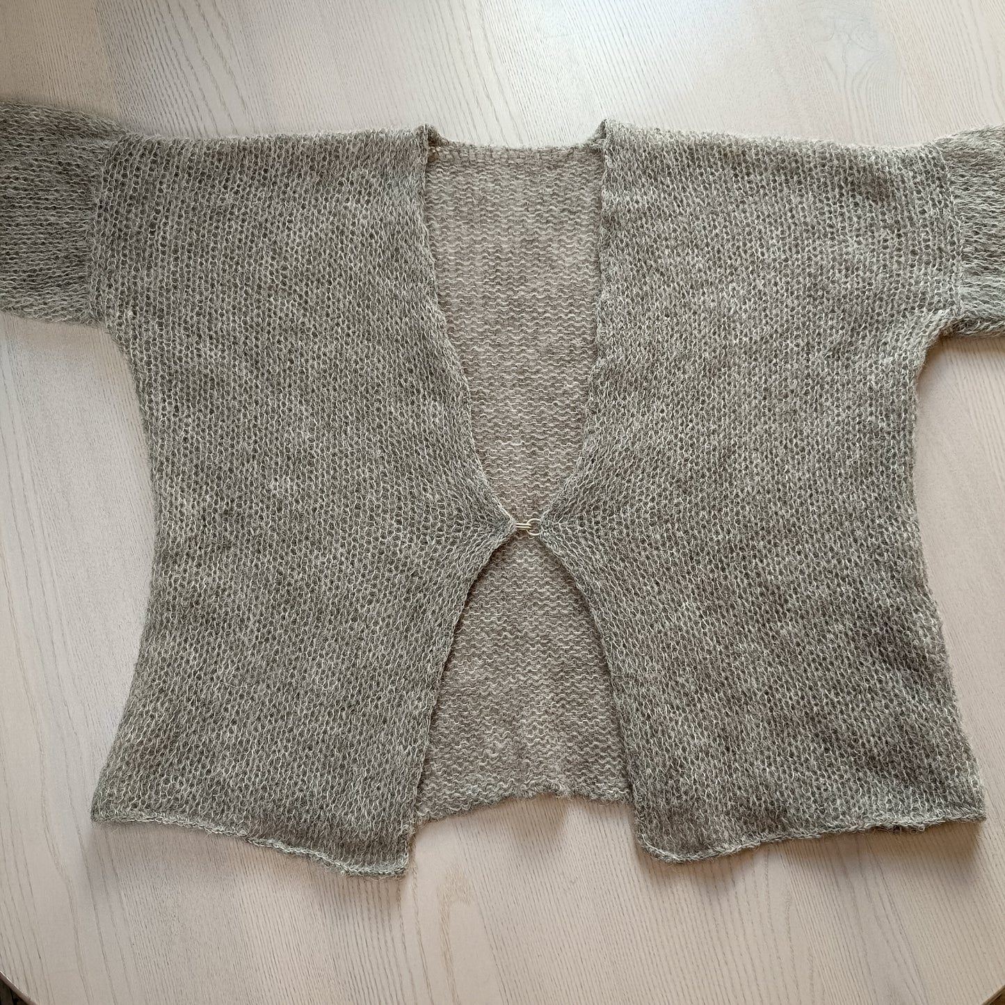 Alpaca Silk Knit Cardigan: Gray Lightweight Open Front