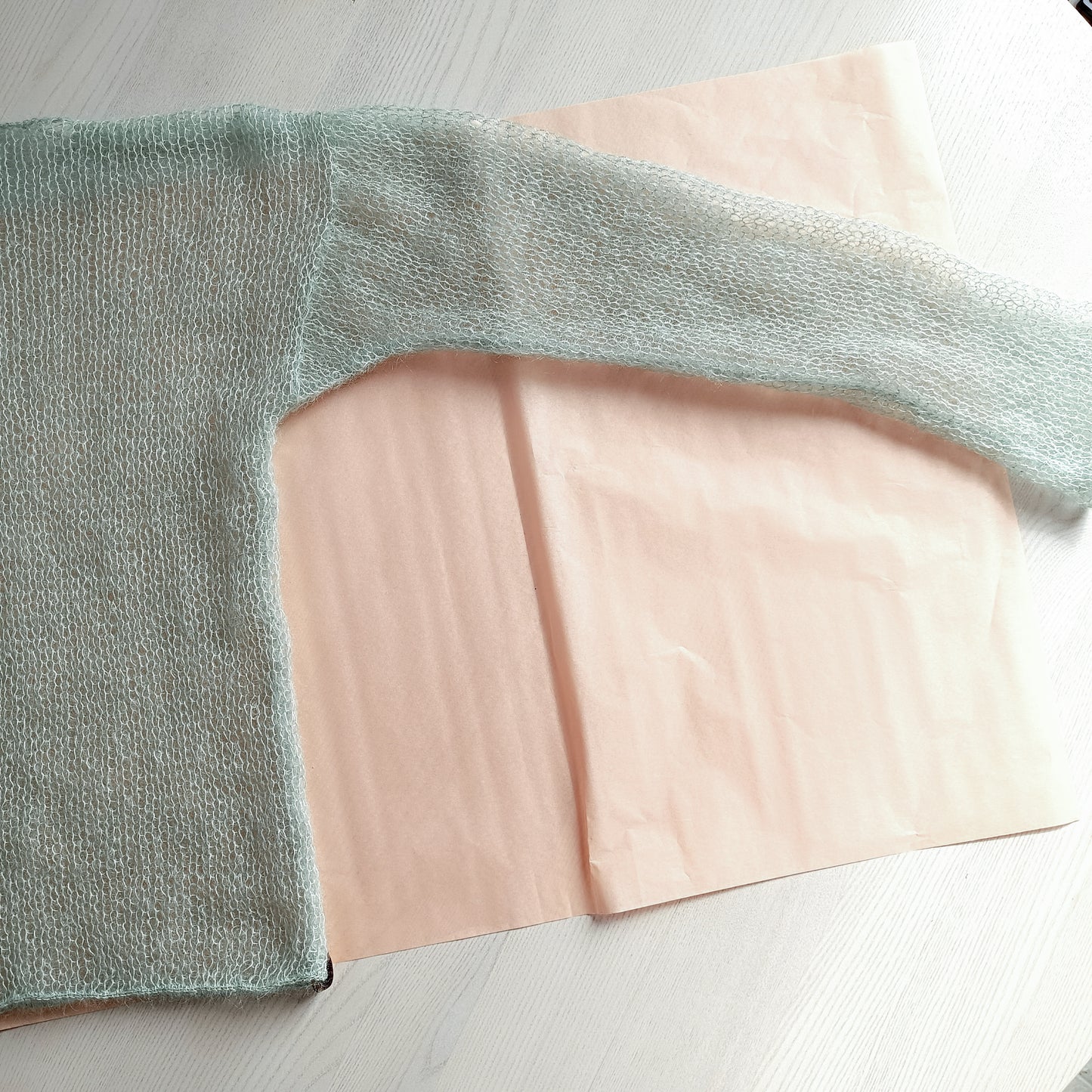 Made to order Soft Mint Green Mohair Silk Sweater: Sheer Knit Top
