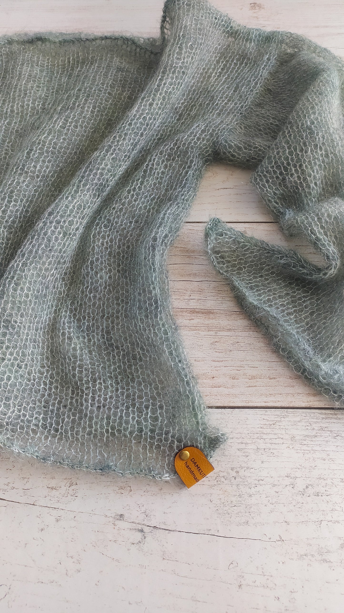 Sage Green Mohair Silk Sweater: Lightweight Bell Sleeve Top, XS-S-M