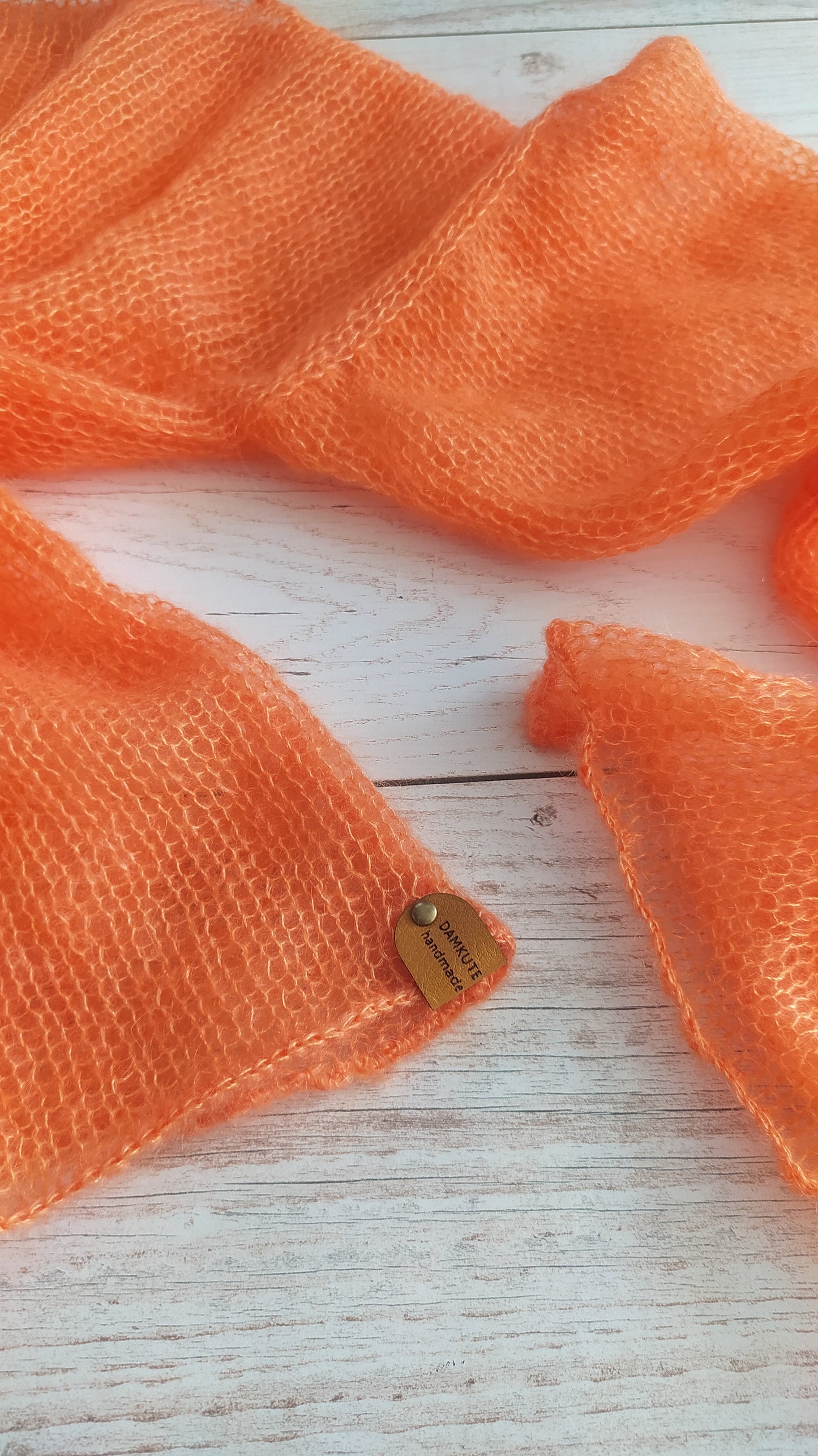 Mohair Silk Bell Sleeve Sweater: Lightweight Orange Knit XS-S-M