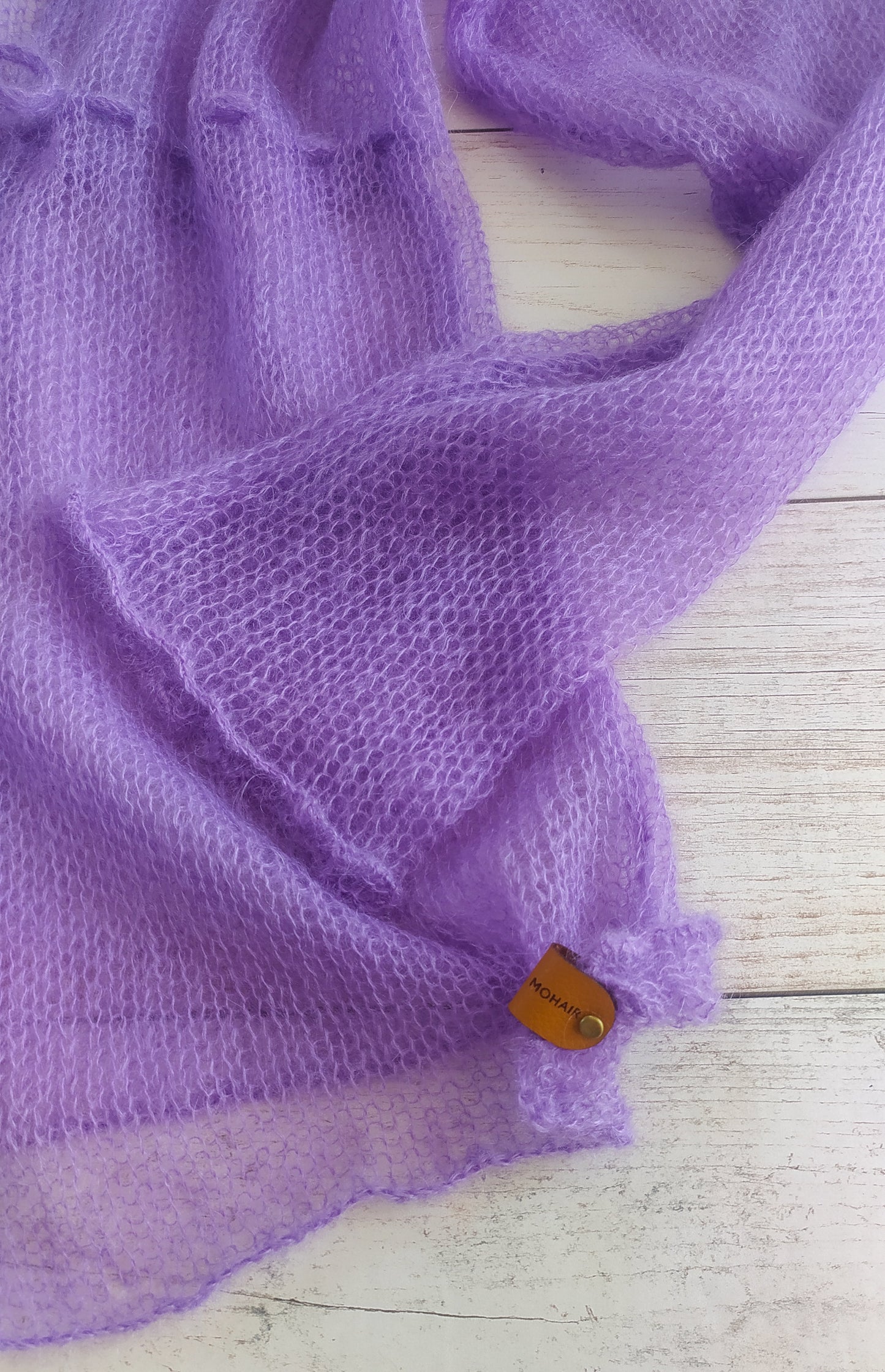 Transparent Lightweight Soft Lavender Purple Mohair Cardigan Exceptionally Long and Wide Sleeves Tie Closure