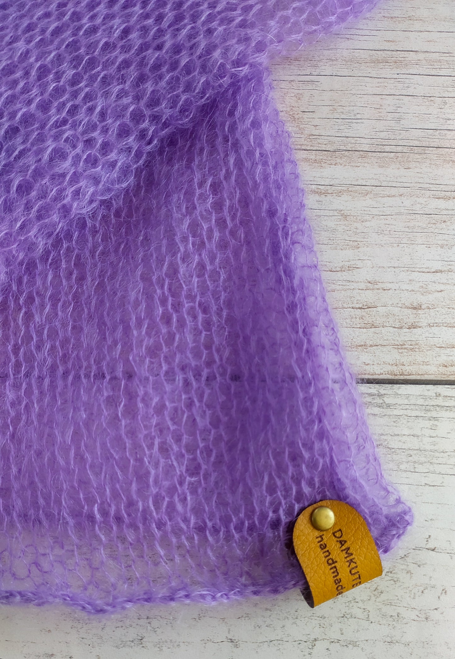 Transparent Lightweight Soft Lavender Purple Mohair Cardigan Exceptionally Long and Wide Sleeves Tie Closure