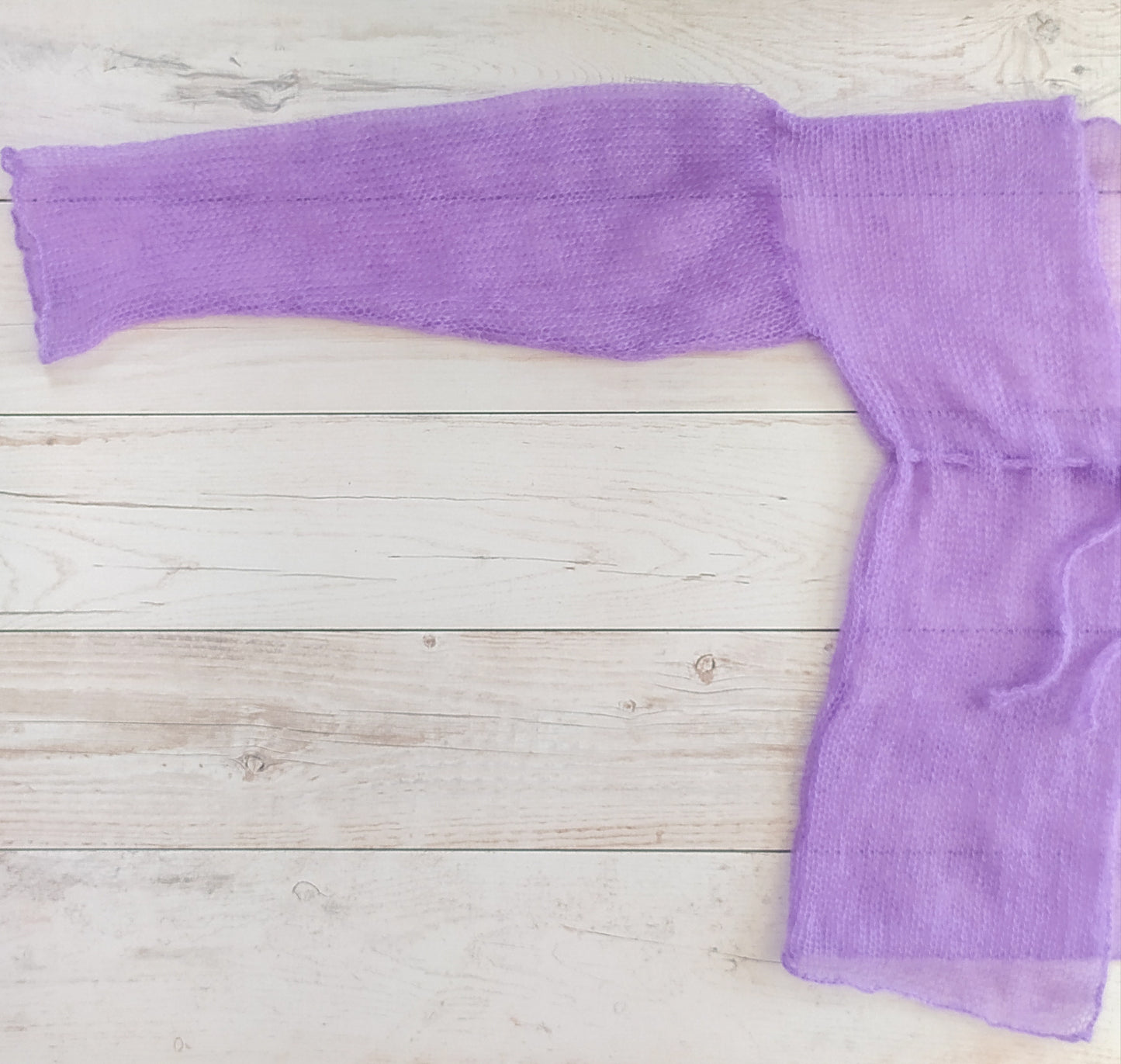 Transparent Lightweight Soft Lavender Purple Mohair Cardigan Exceptionally Long and Wide Sleeves Tie Closure
