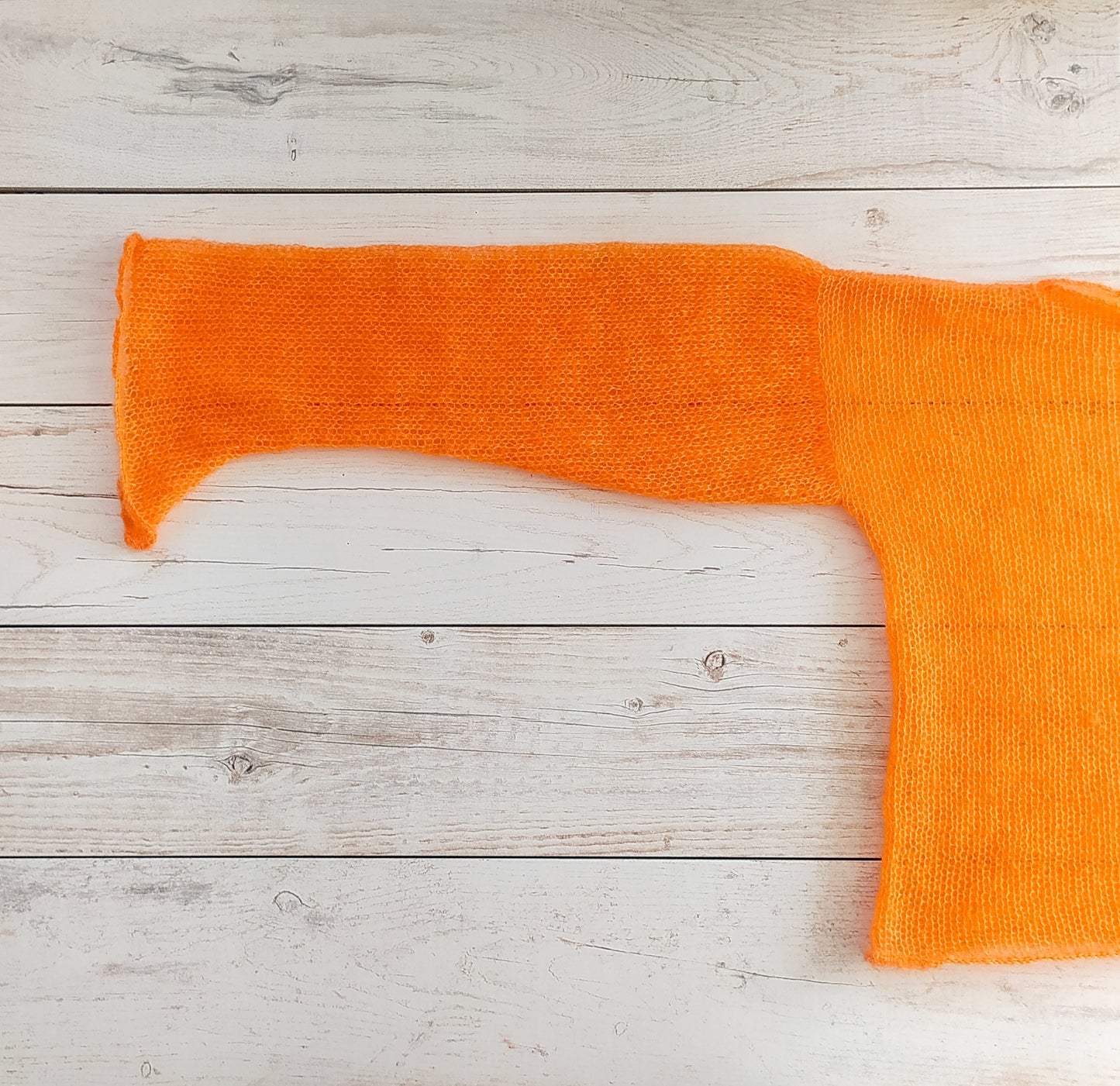 Mohair Silk Bell Sleeve Sweater: Lightweight Orange Knit XS-S-M