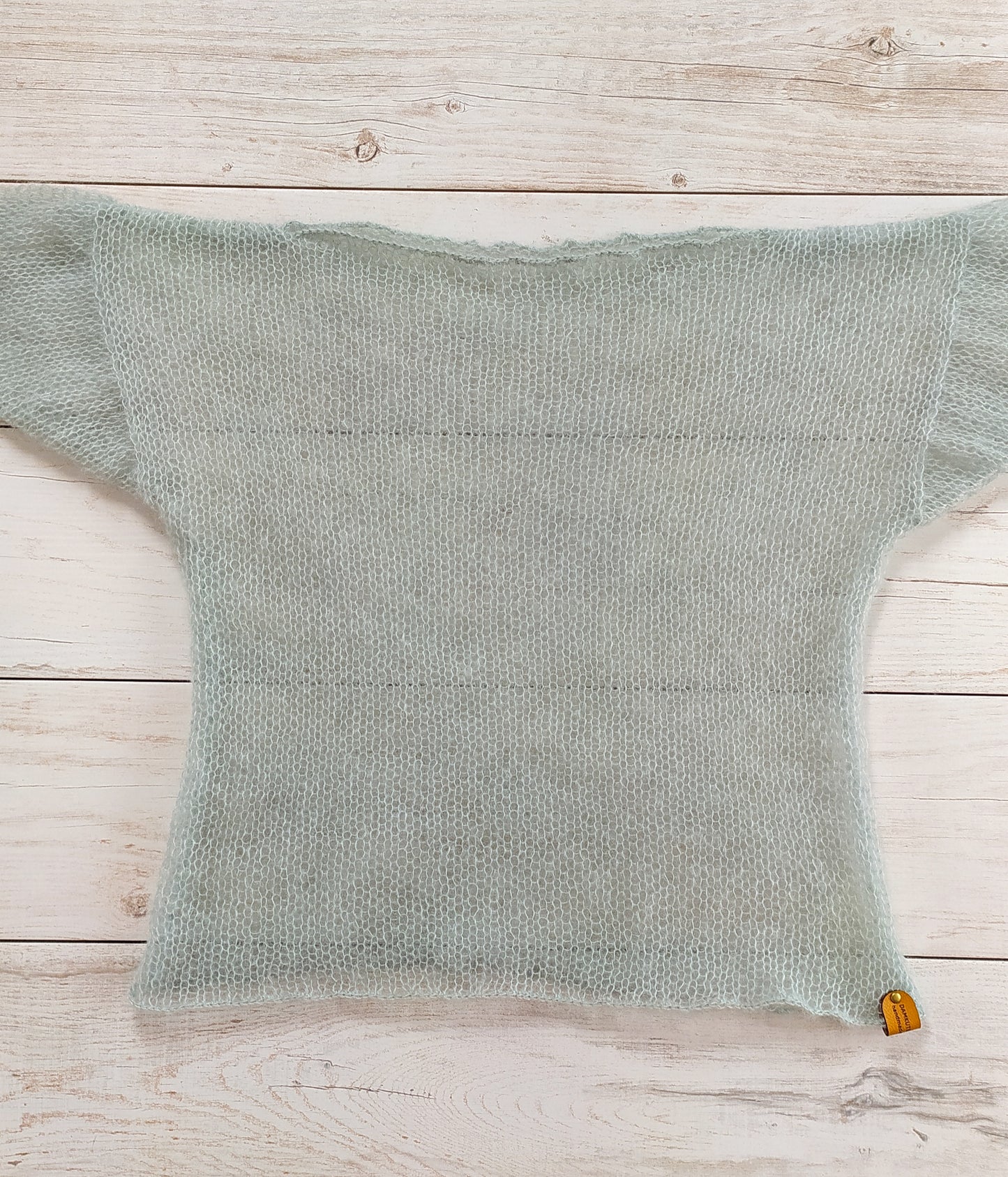 Mohair Silk Knit Sweater: Lightweight Mint Green, Handmade