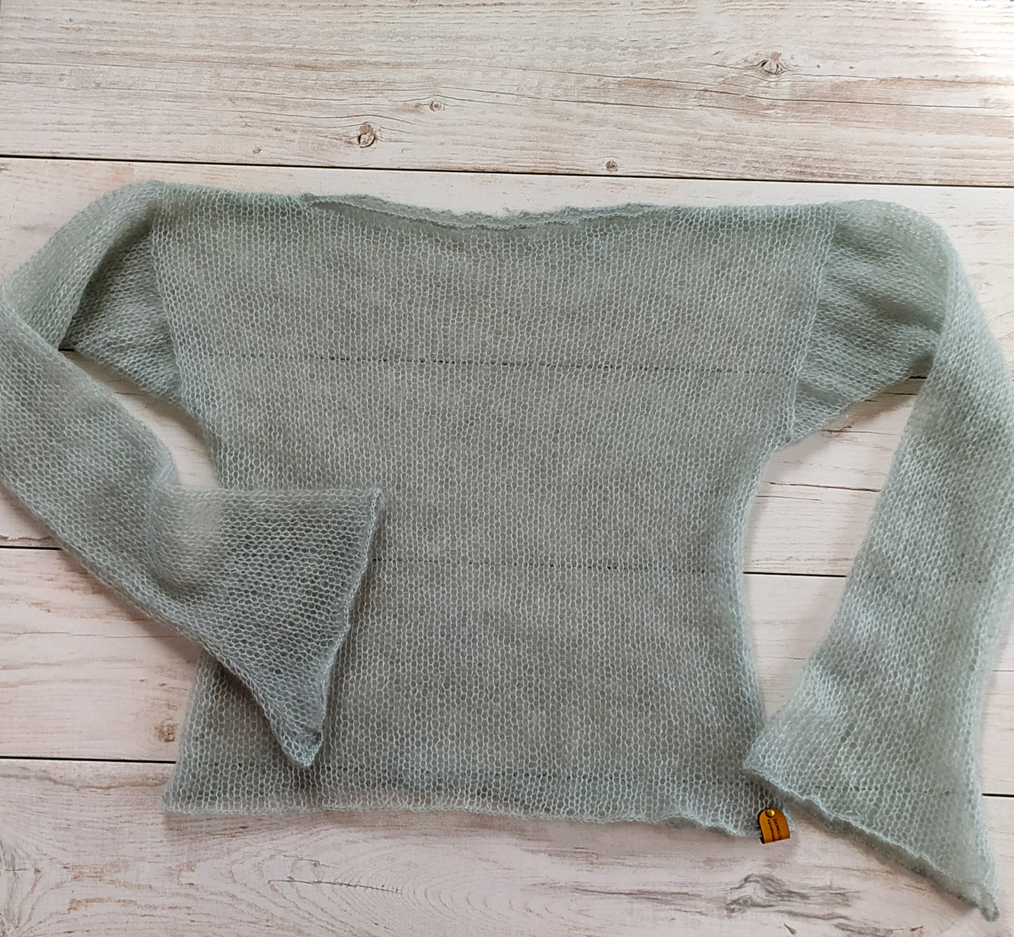 Mohair Silk Knit Sweater: Lightweight Mint Green, Handmade