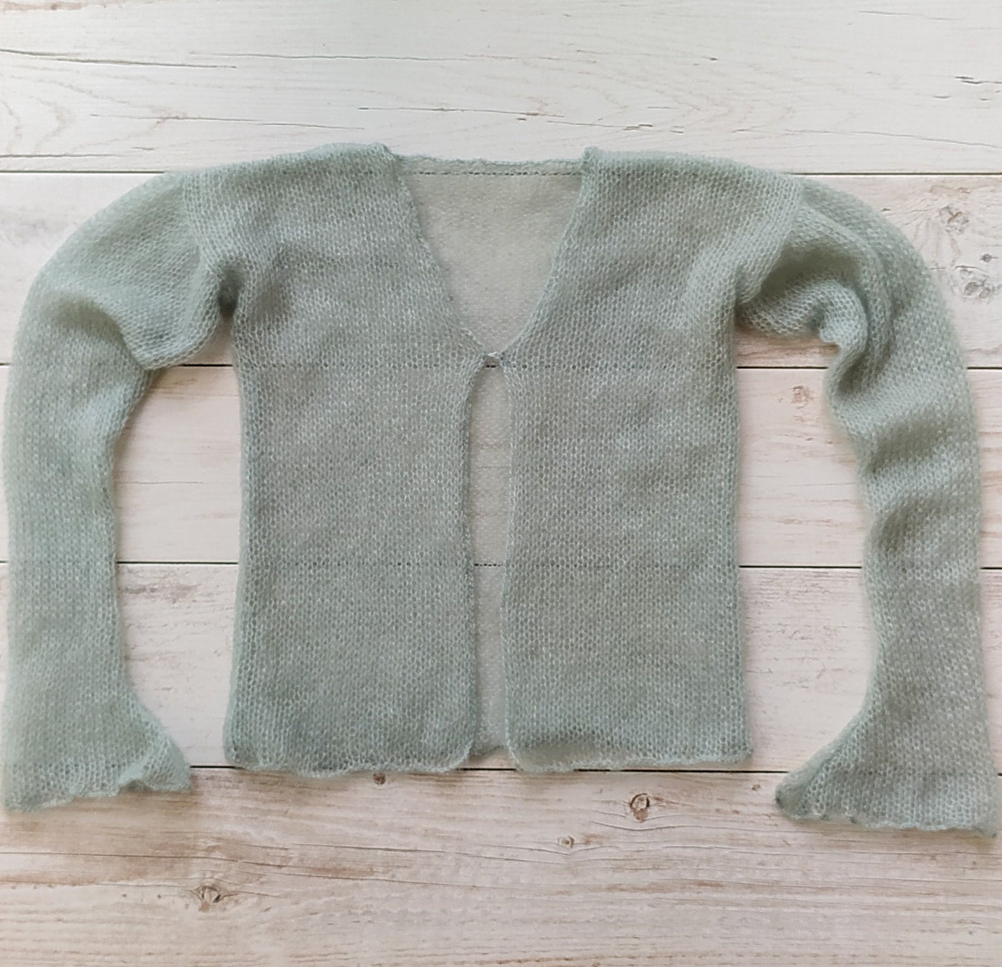 Mint Green Mohair Silk Cardigan: Lightweight Knit Sweater XS-S-M