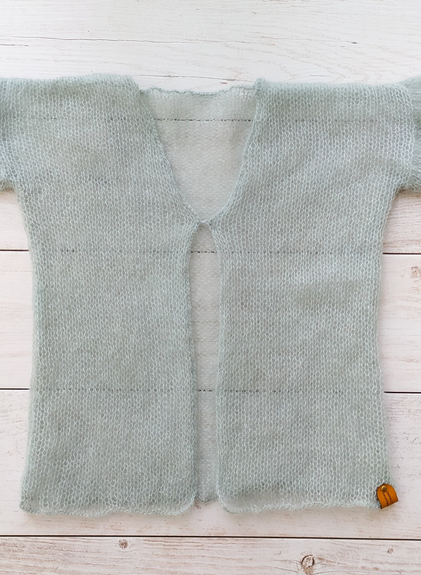 Mint Green Mohair Silk Cardigan: Lightweight Knit Sweater XS-S-M