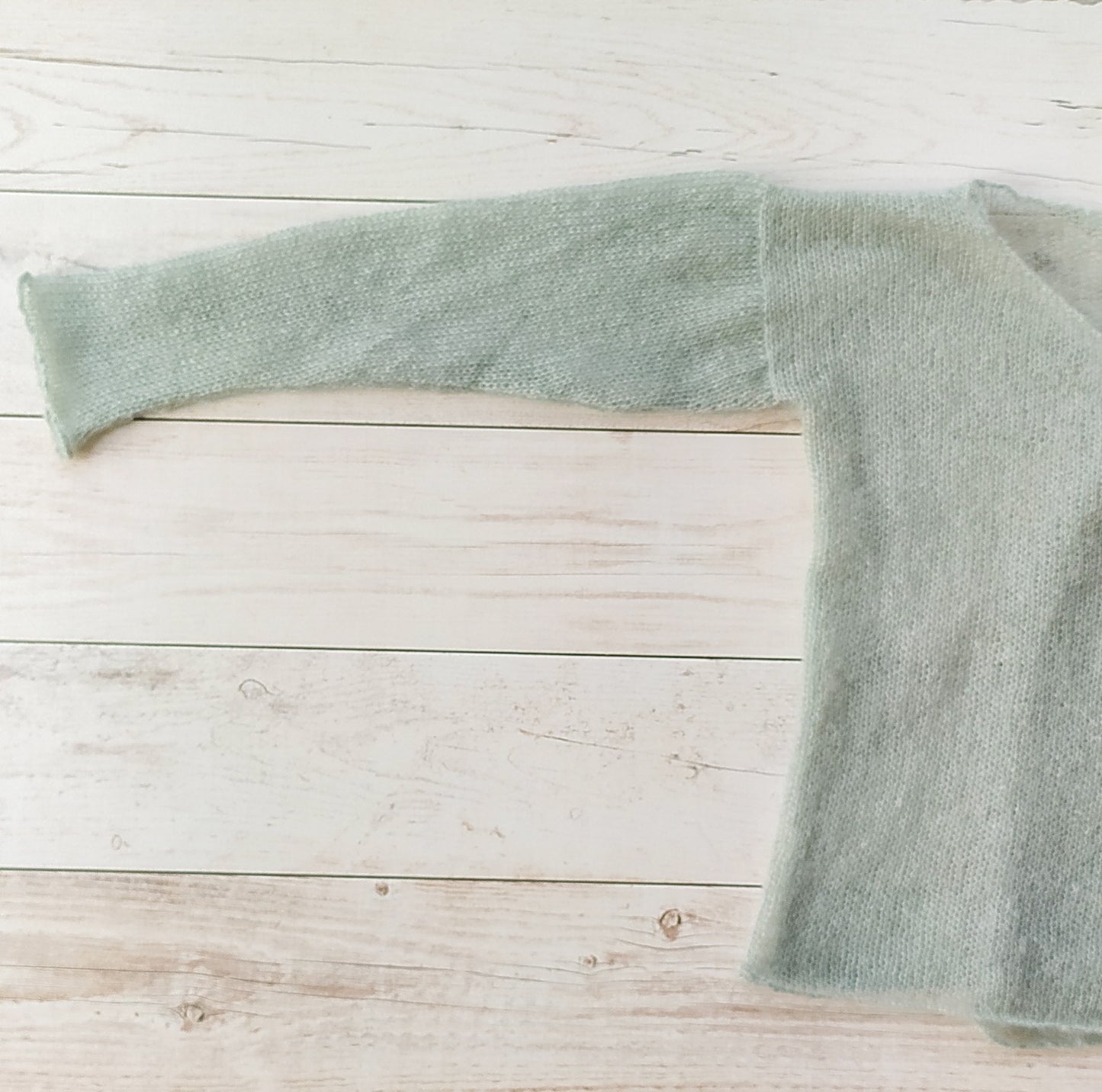 Exceptionally Lightweight And Soft Mint Green Tie Side Mohair Cardigan