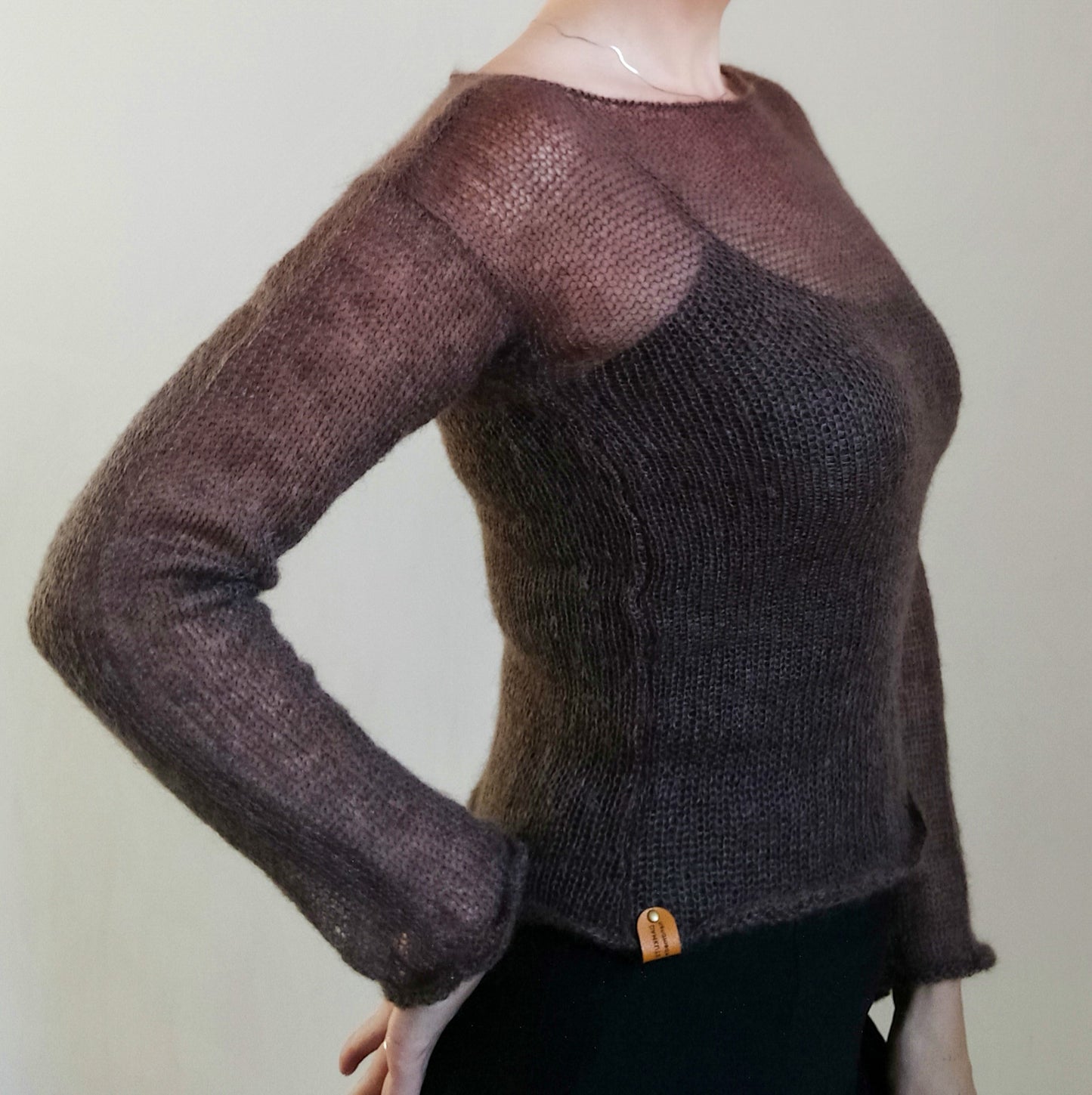 Sage Green S-M Fitted Mohair&Silk Sweater Lightweight For All Seasons Soft Non-itchy Warm Yarn Breathable Safe for Skin and Environment