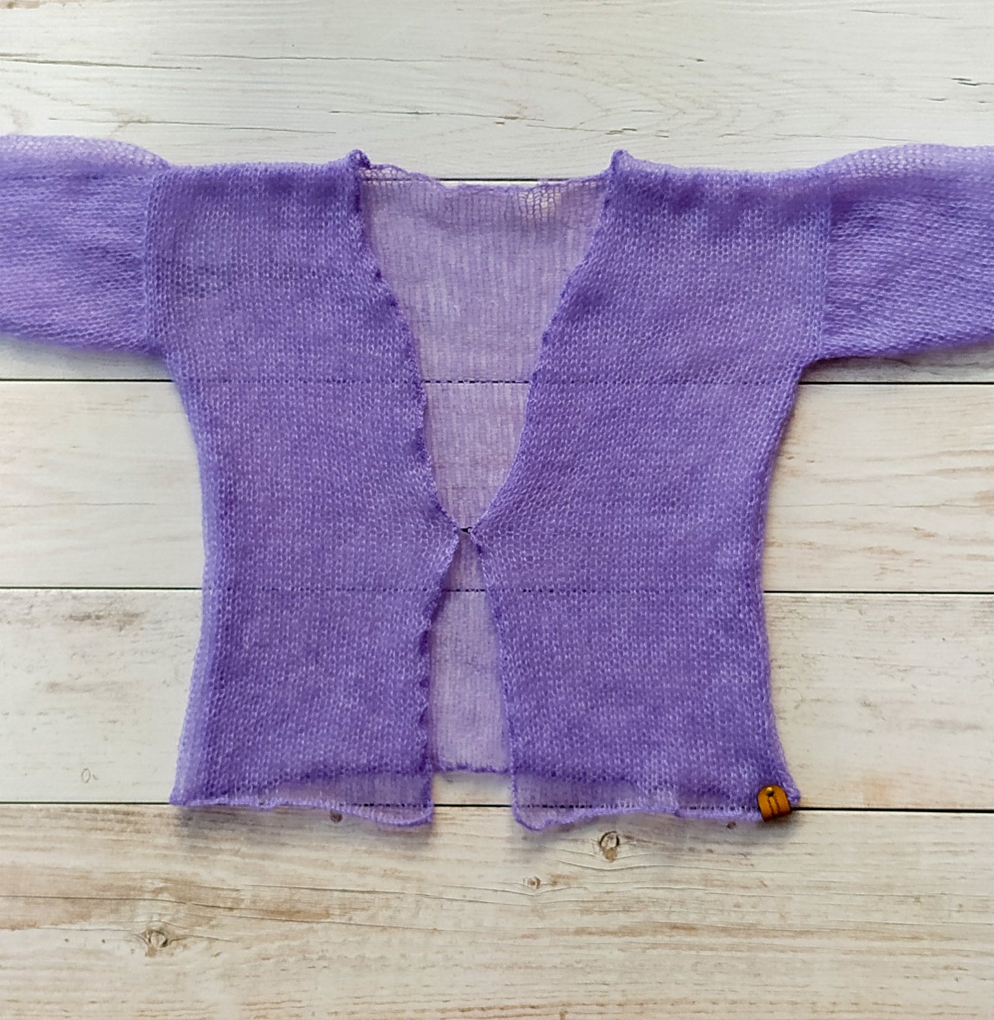 Lavender Lightweight Mohair&Silk Cardigan Transparent easy Hook and eye closure size S-M Soft