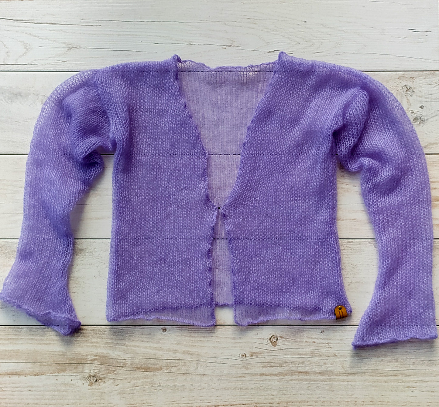 Lavender Lightweight Mohair&Silk Cardigan Transparent easy Hook and eye closure size S-M Soft