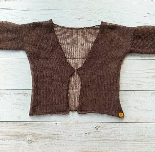 Brown Lightweight Mohair&Silk Cardigan Transparent easy Hook and eye closure size S-M Soft