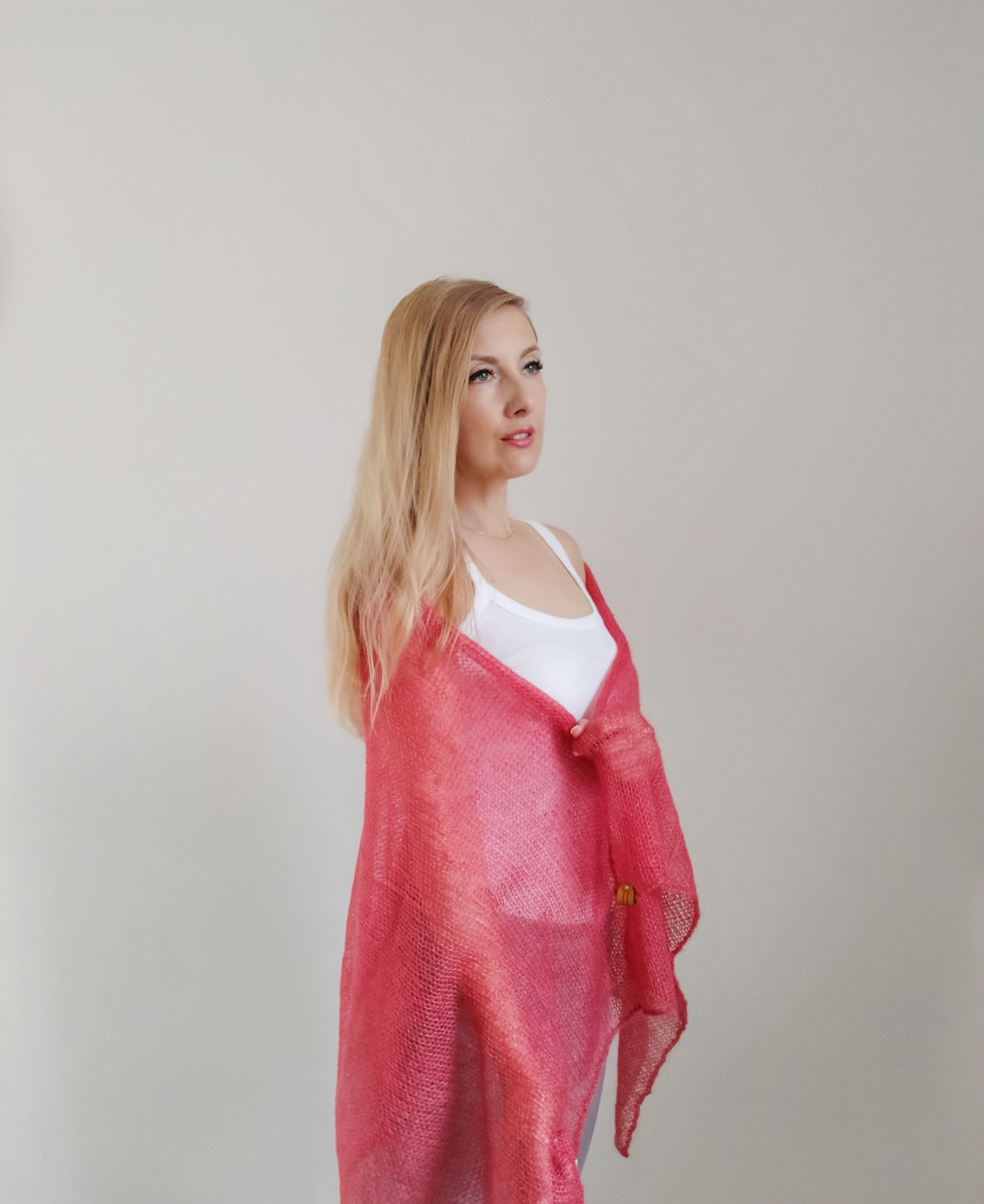 Raspberry Mohair Silk Shawl: Lightweight Elegant Wrap