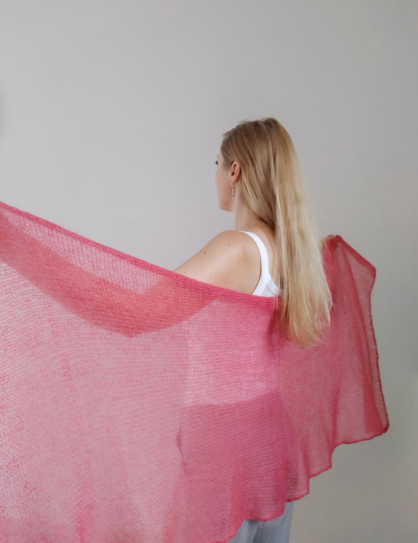 Raspberry Mohair Silk Shawl: Lightweight Elegant Wrap