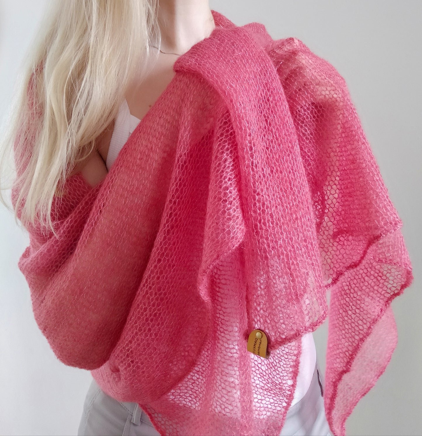 Raspberry Mohair Silk Shawl: Lightweight Elegant Wrap