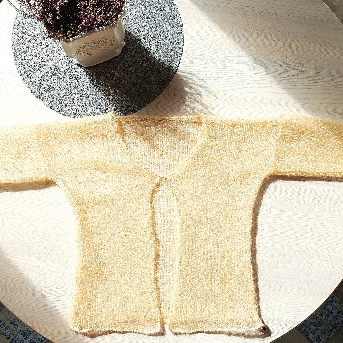 Vanilla Yellow XS-S Mohair Silk Cardigan: Lightweight Knit Sweater