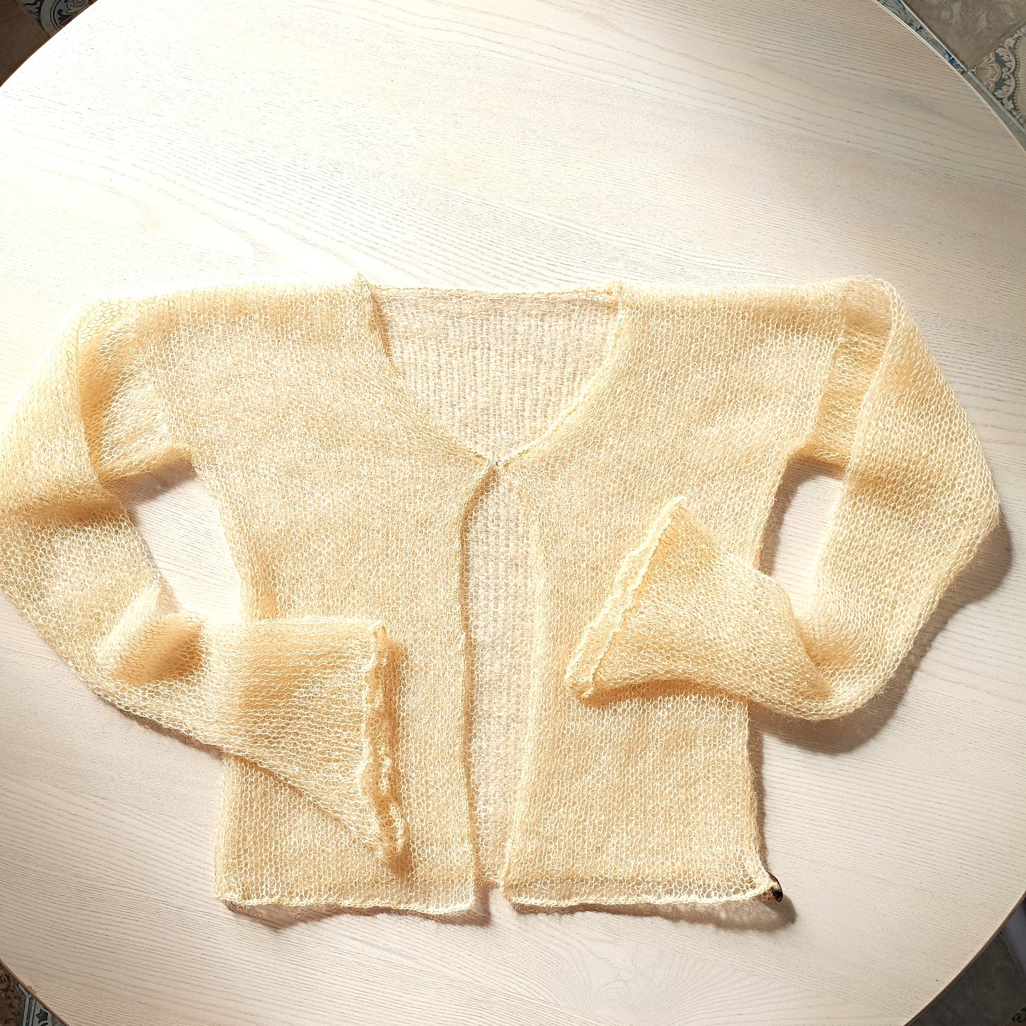 Vanilla Yellow XS-S Mohair Silk Cardigan: Lightweight Knit Sweater