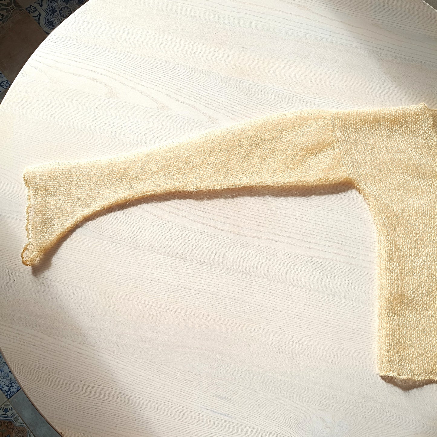 Vanilla Yellow XS-S Mohair Silk Cardigan: Lightweight Knit Sweater