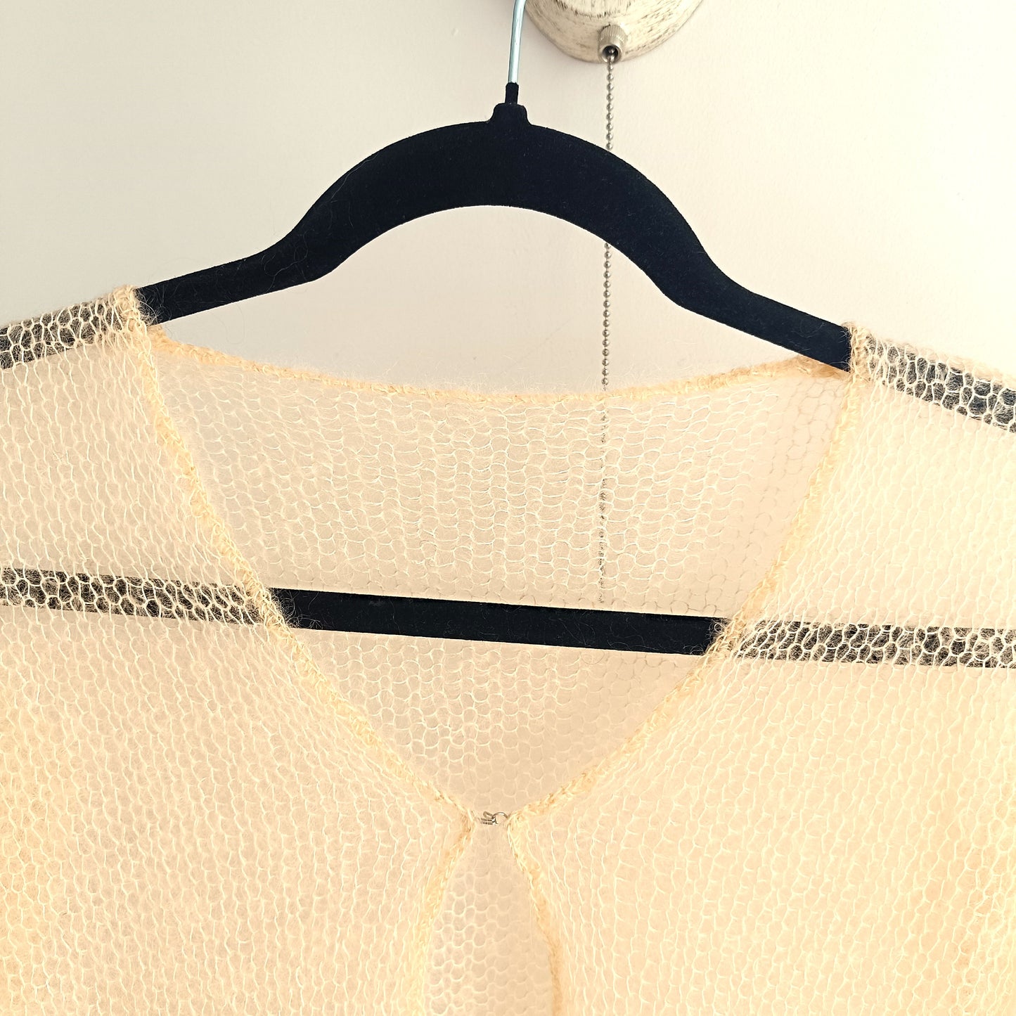 Vanilla Yellow XS-S Mohair Silk Cardigan: Lightweight Knit Sweater