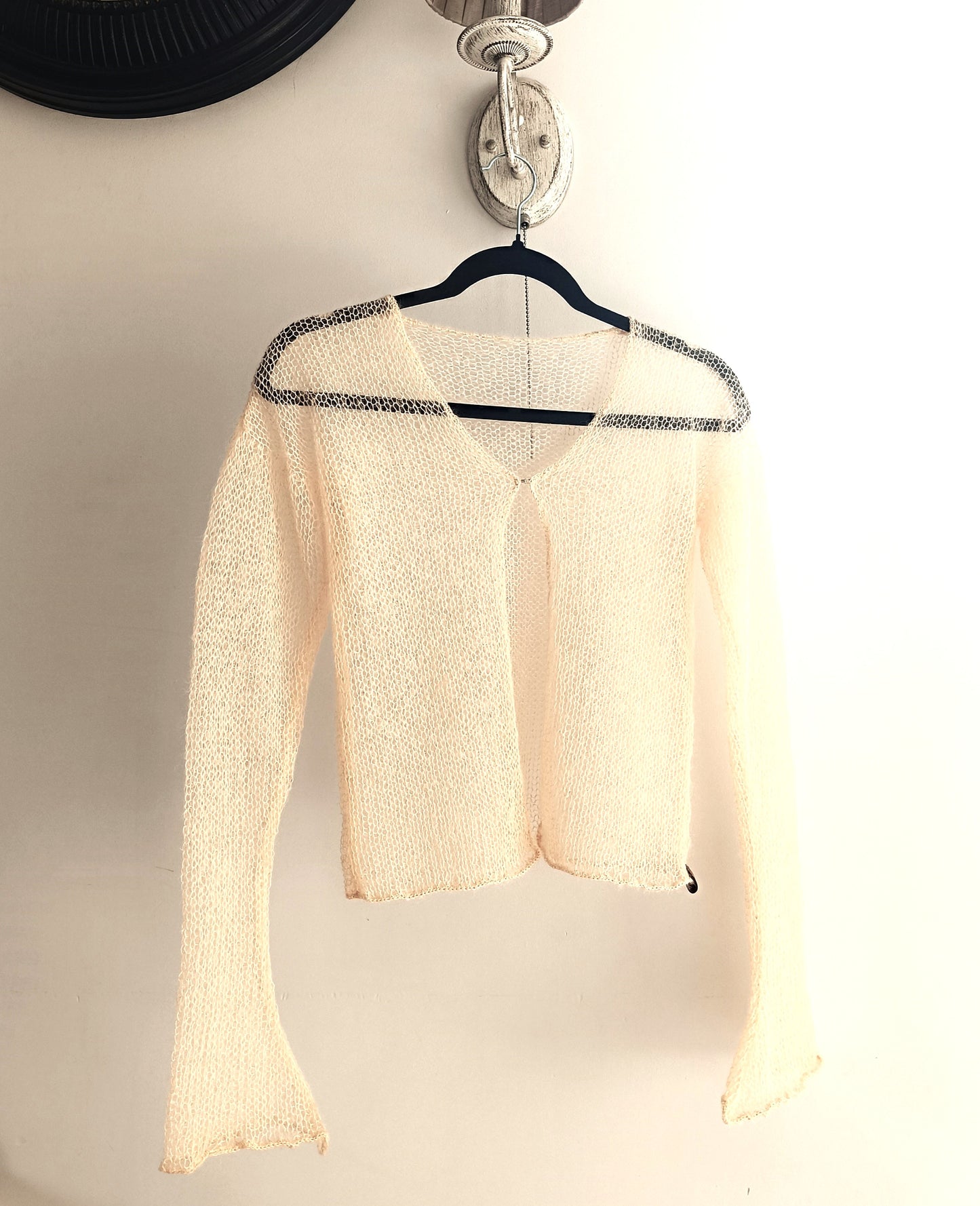 Vanilla Yellow XS-S Mohair Silk Cardigan: Lightweight Knit Sweater