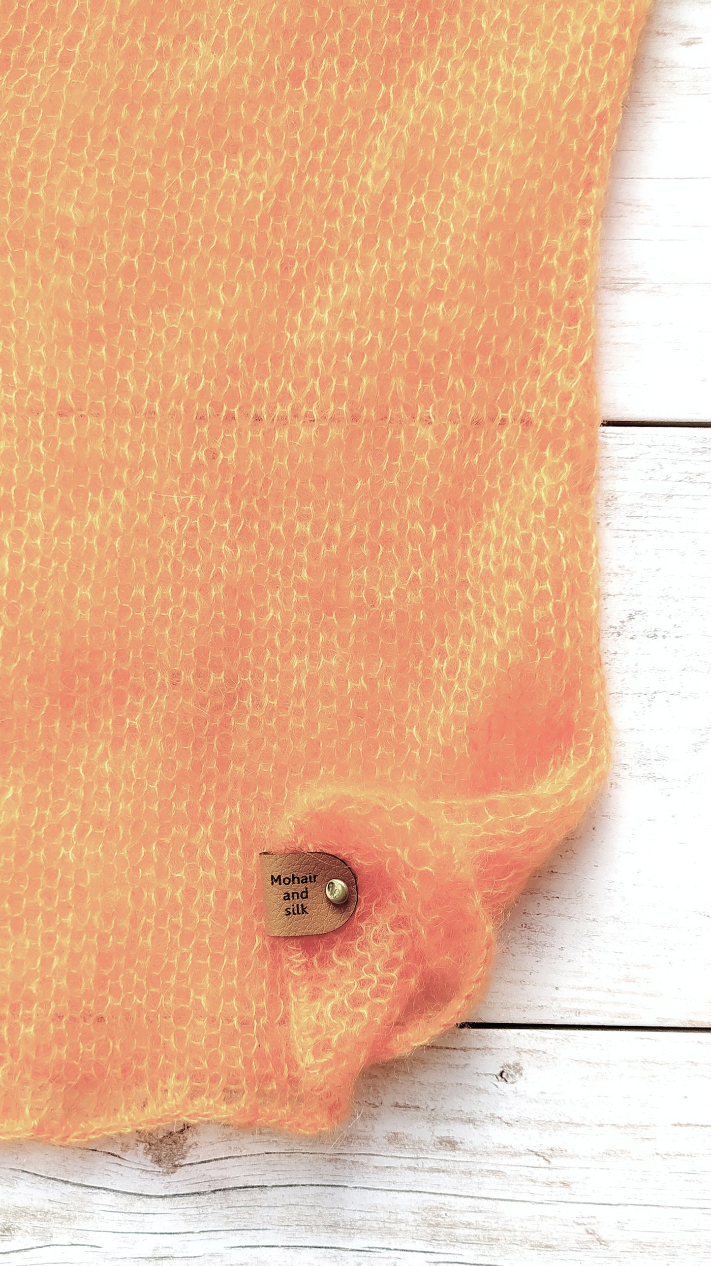 Made To Order Orange Mohair Silk Cardigan: Lightweight Knit Sweater, XS-S-M